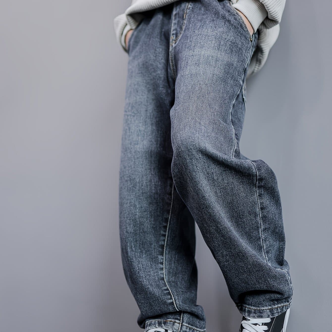 TEMU Boys' Jeans For Spring And Autumn, 2025 New Style, Suitable For Medium And Large Children, Boys' Autumn Pants, Loose And Casual