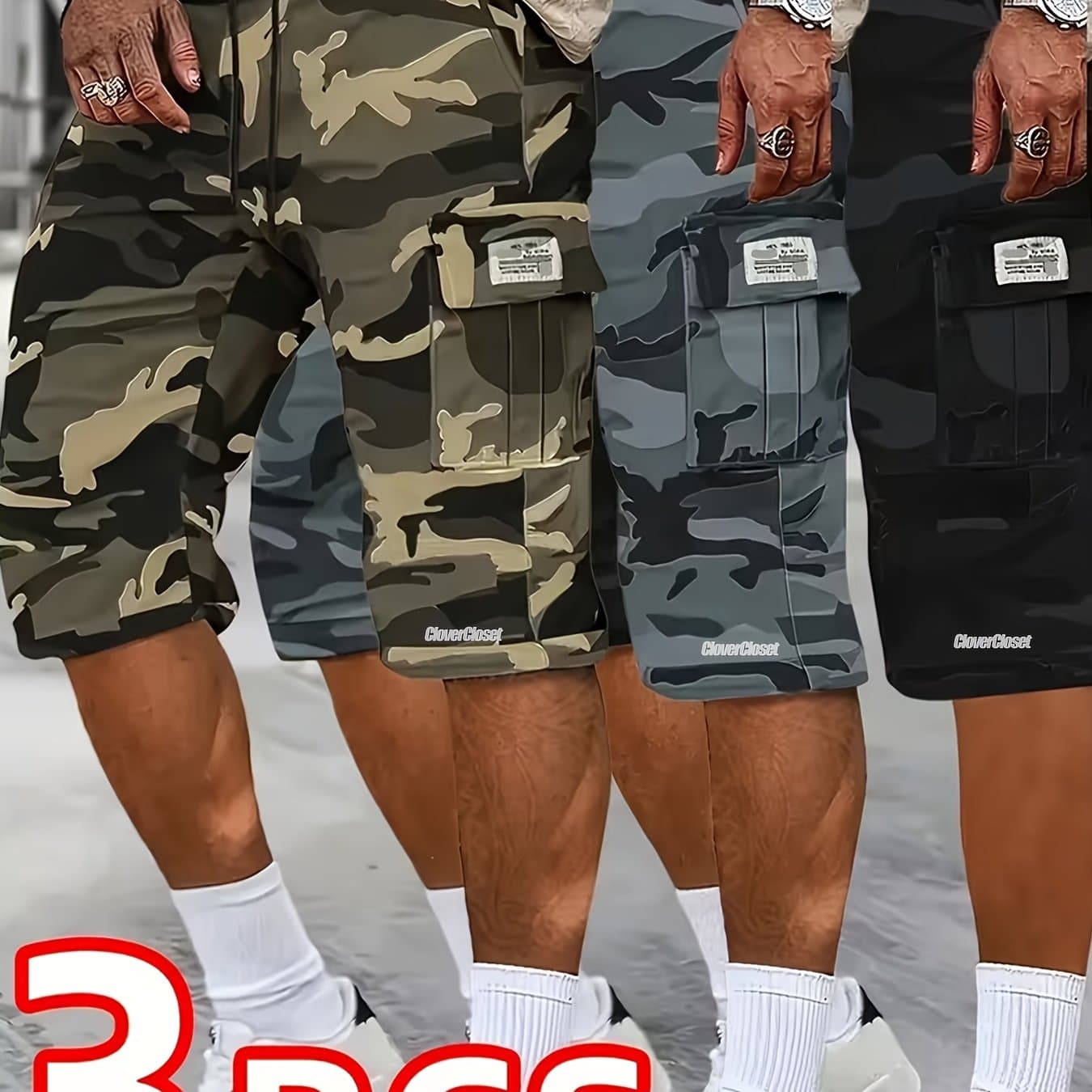 TEMU 3pcs Of Summer Camouflage Workwear Shorts, Fashionable Street Tactical Camouflage Casual Shorts, Loose Large Shorts, Used As Gifts