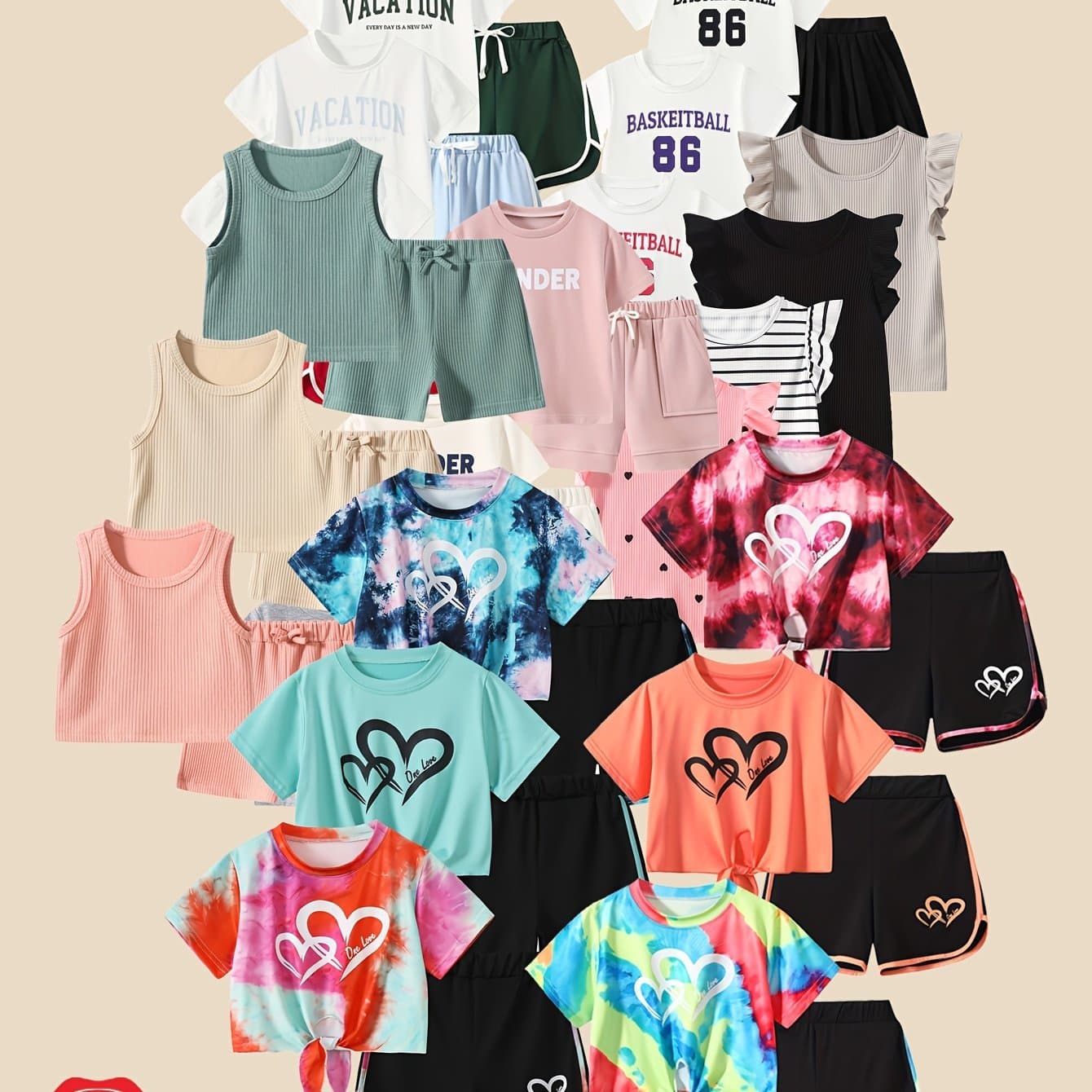TEMU Random 6pcs Girls' Spring/summer Casual Must-haves: Versatile Outfits 3-14 Fashionable, Trendy, Cute Holiday Gifts Colors Please Do Not Order If , Perfect For Outdoor