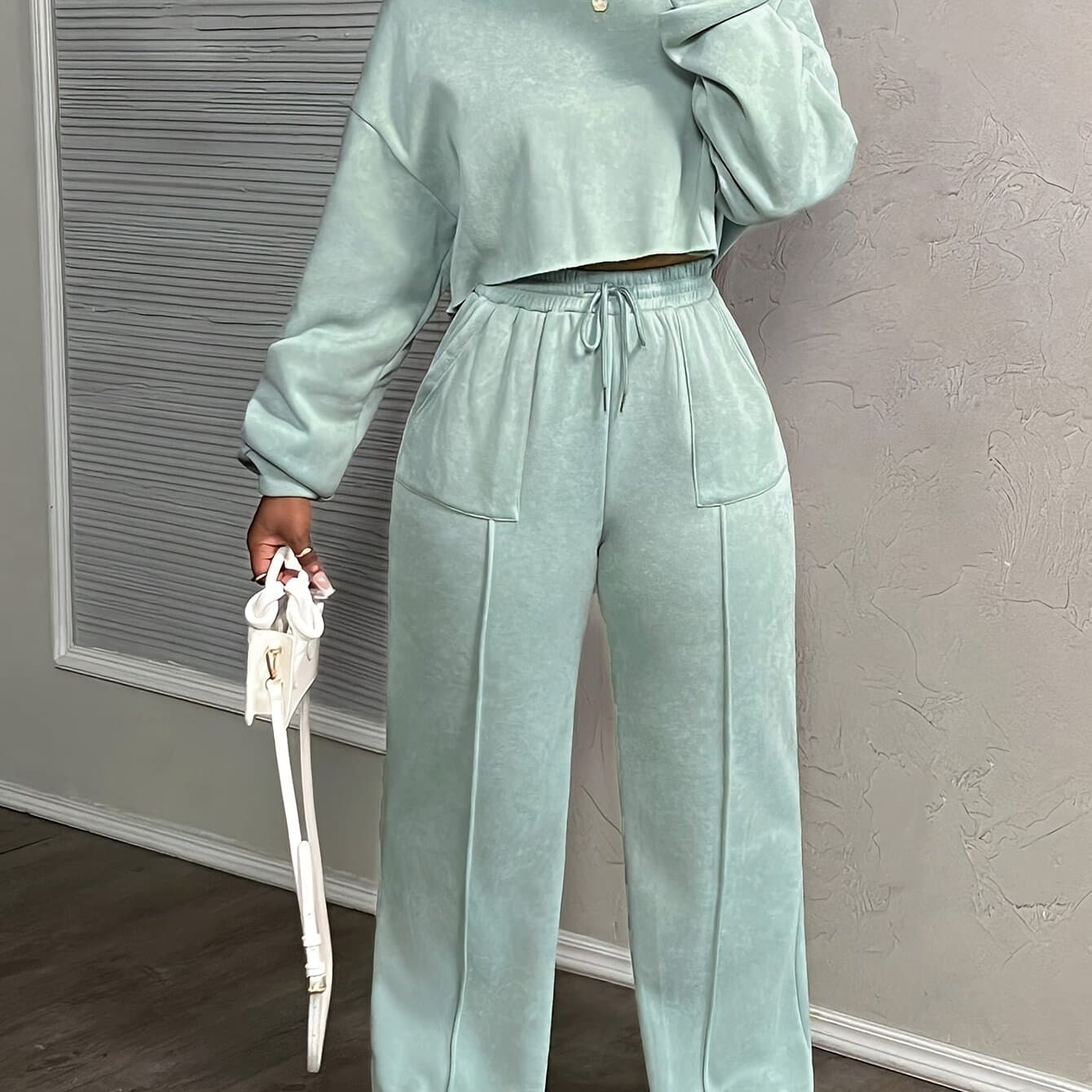 TEMU Women' Color Style Drawstring Swear Set