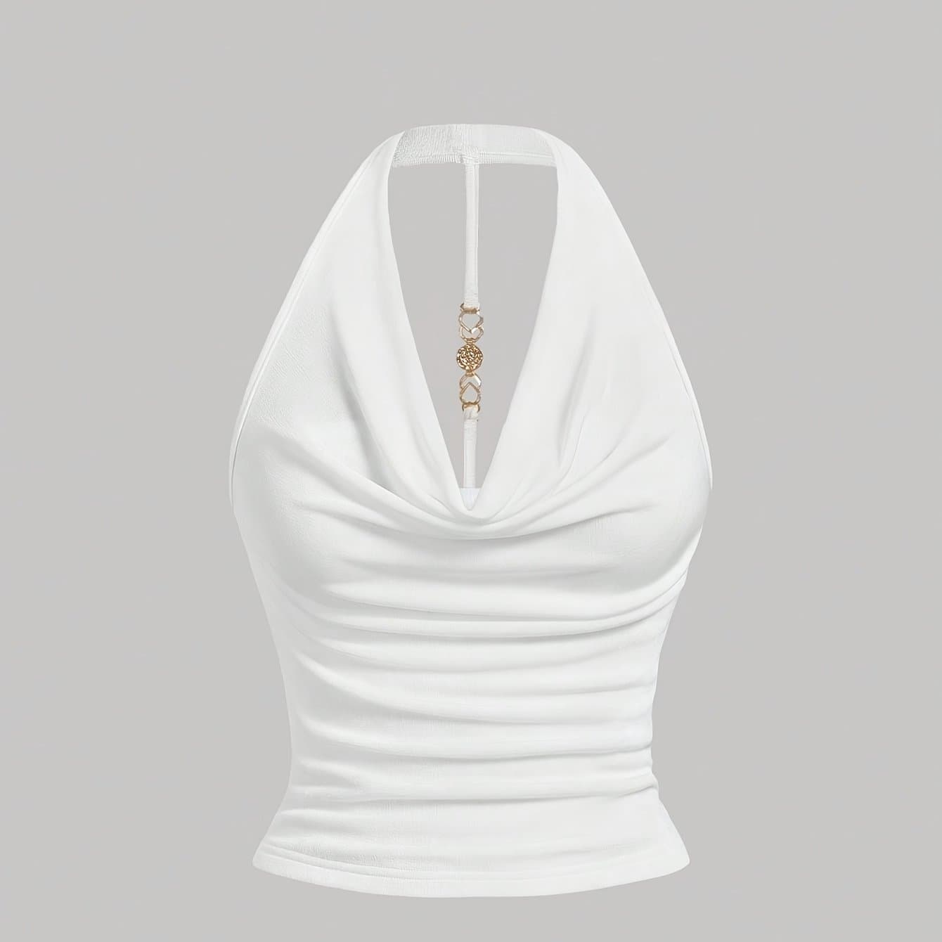 TEMU Women's Fashion Halter Neck Back Metal Decoration Suspender Vest