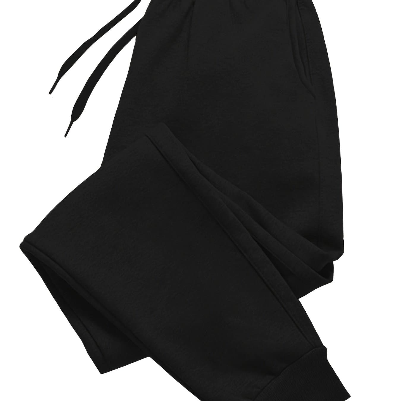 TEMU Solid Color Drawstring Fleece Joggers, Versatile Sweatpants, Soft And Skin-friendly Casual Trousers, Suitable For Daily Leisure And Outdoor Exercise