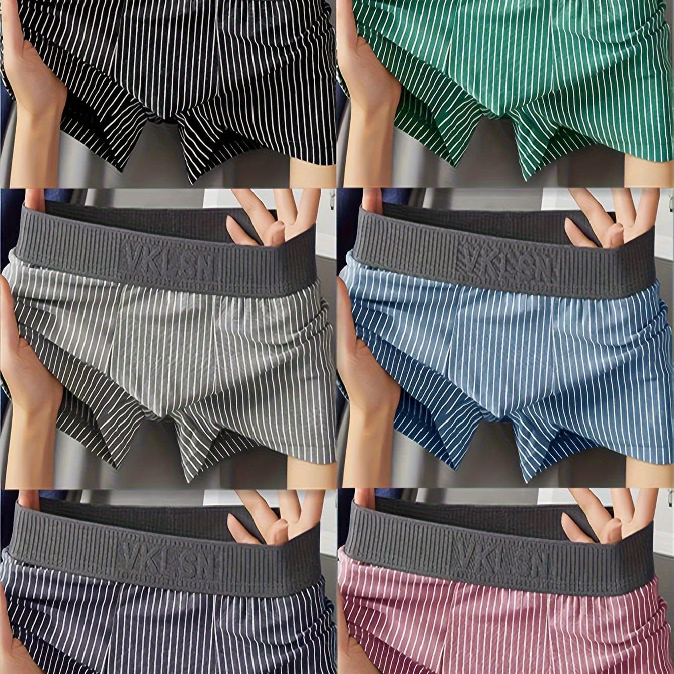 TEMU 3pcs Men' Breathable Comfy Stretchy Boxer Briefs, Casual Striped Boxer Trunks, Men's Underwear, Multicolor Set Underwear Boxer Shorts