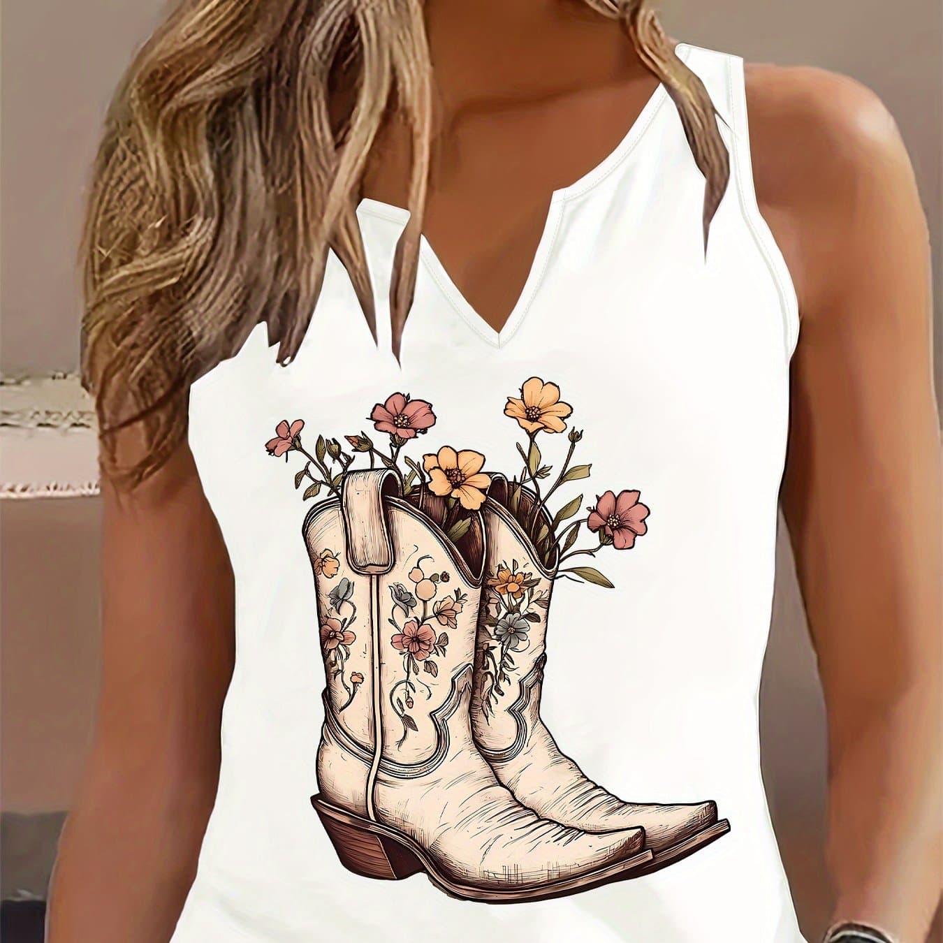 TEMU Graphic Print Tank Top, Sleeveless Casual Top For Summer & Spring, Women's Clothing thumbnail 2