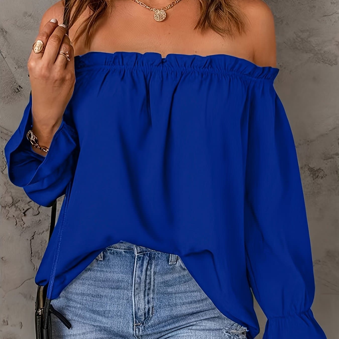 TEMU European And American Off-the-shoulder Top, Spring/autumn Shirt - Development