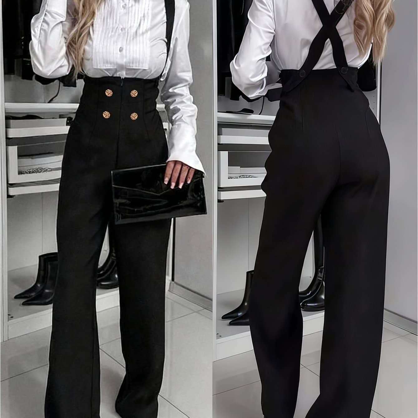 TEMU Fashionable Women's Shoulder Strap Pants
