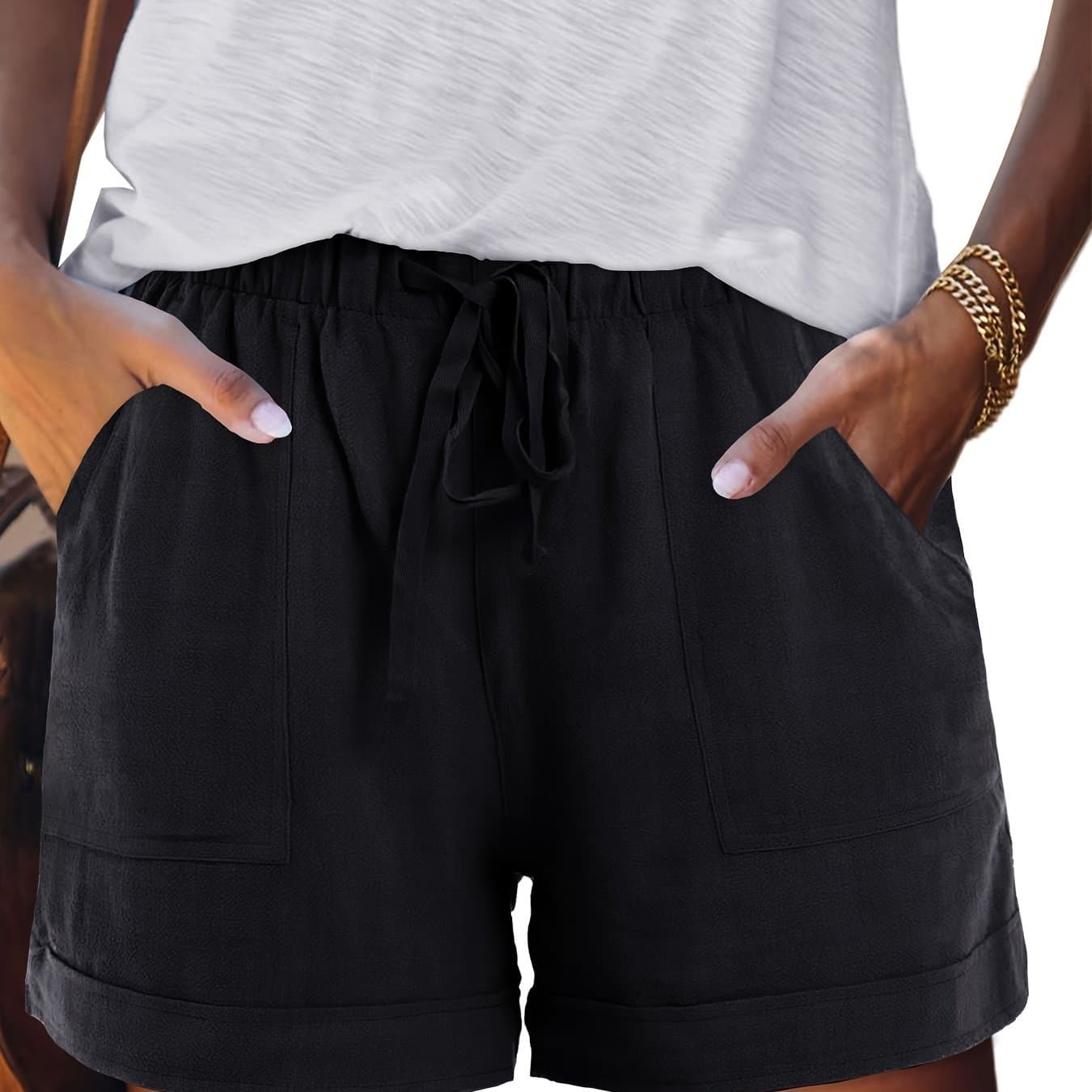 TEMU Women's Comfy Drawstring Casual Elastic Waist Shorts Summer Beach Lightweight Short Pants With Pockets