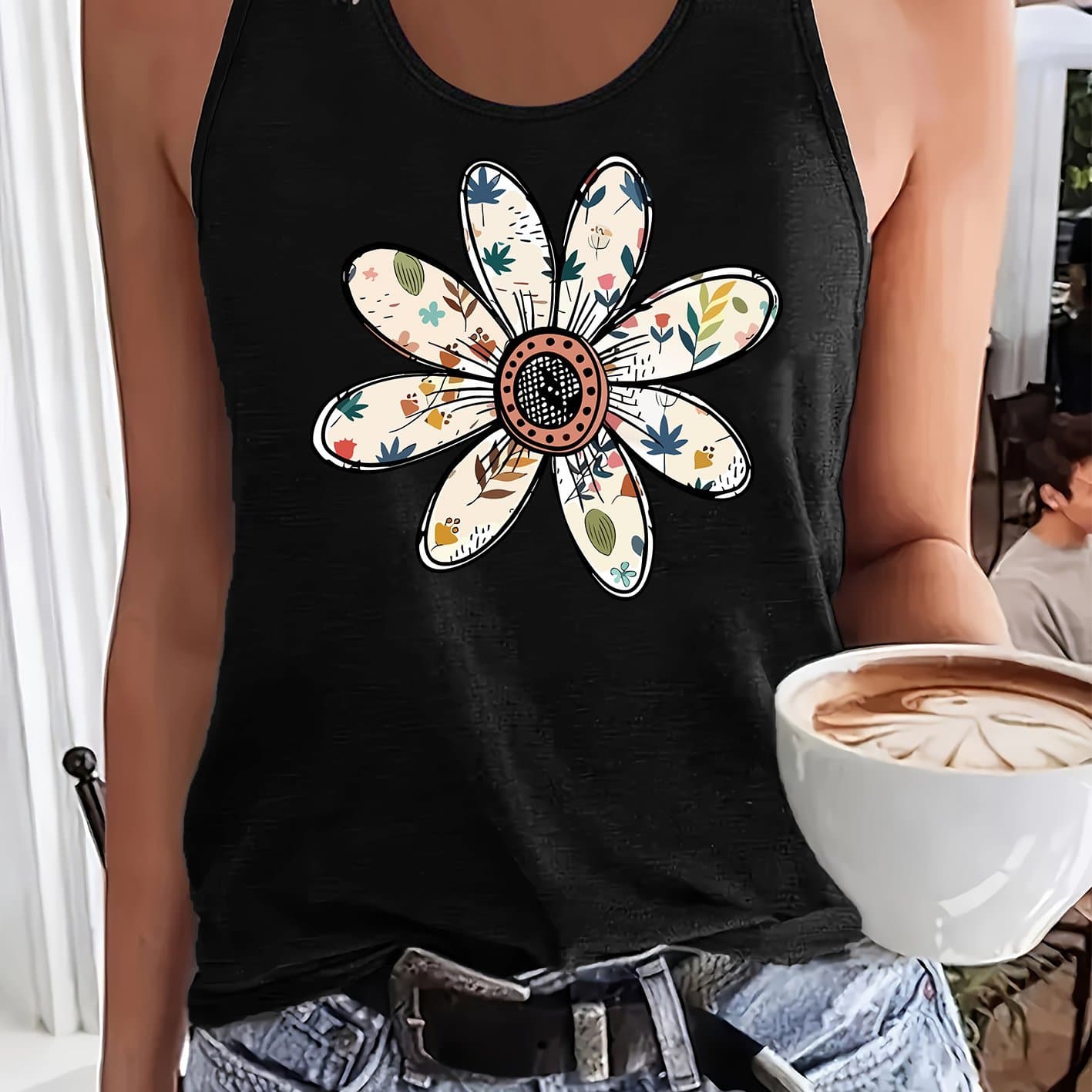 TEMU Graphic Print Tank Top, Sleeveless Casual Top For Summer & Spring, Women's Clothing