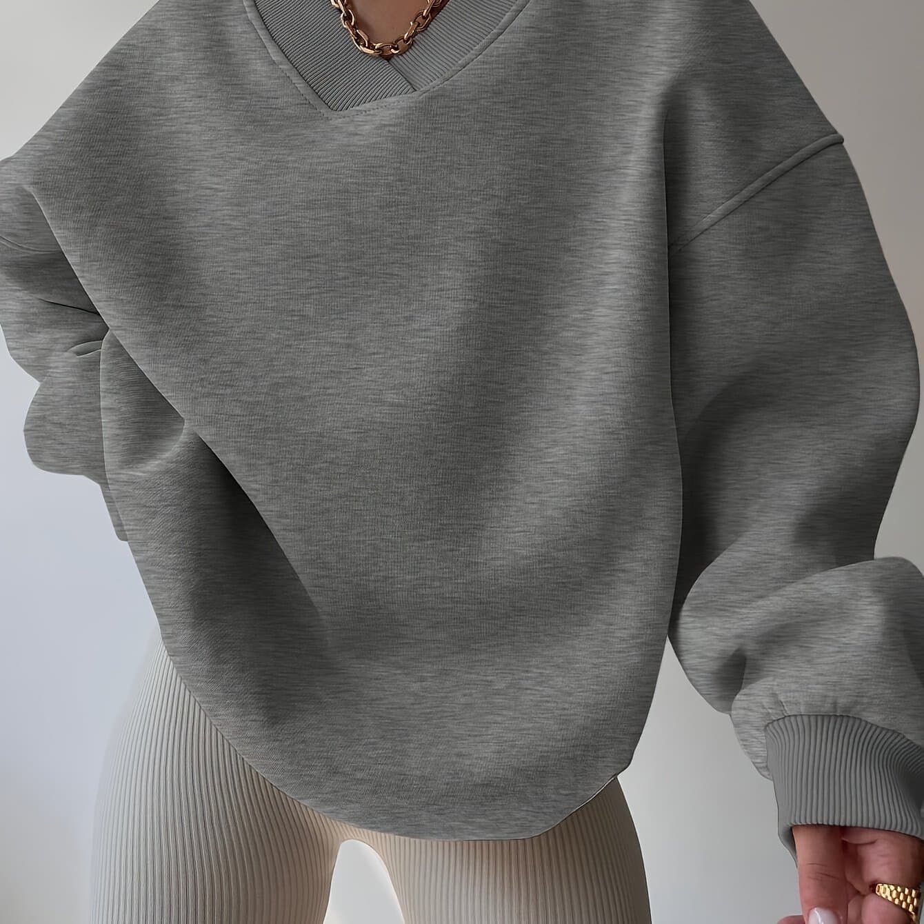 TEMU Autumn And Winter Loose Fashion Casual V-neck Sweatshirt