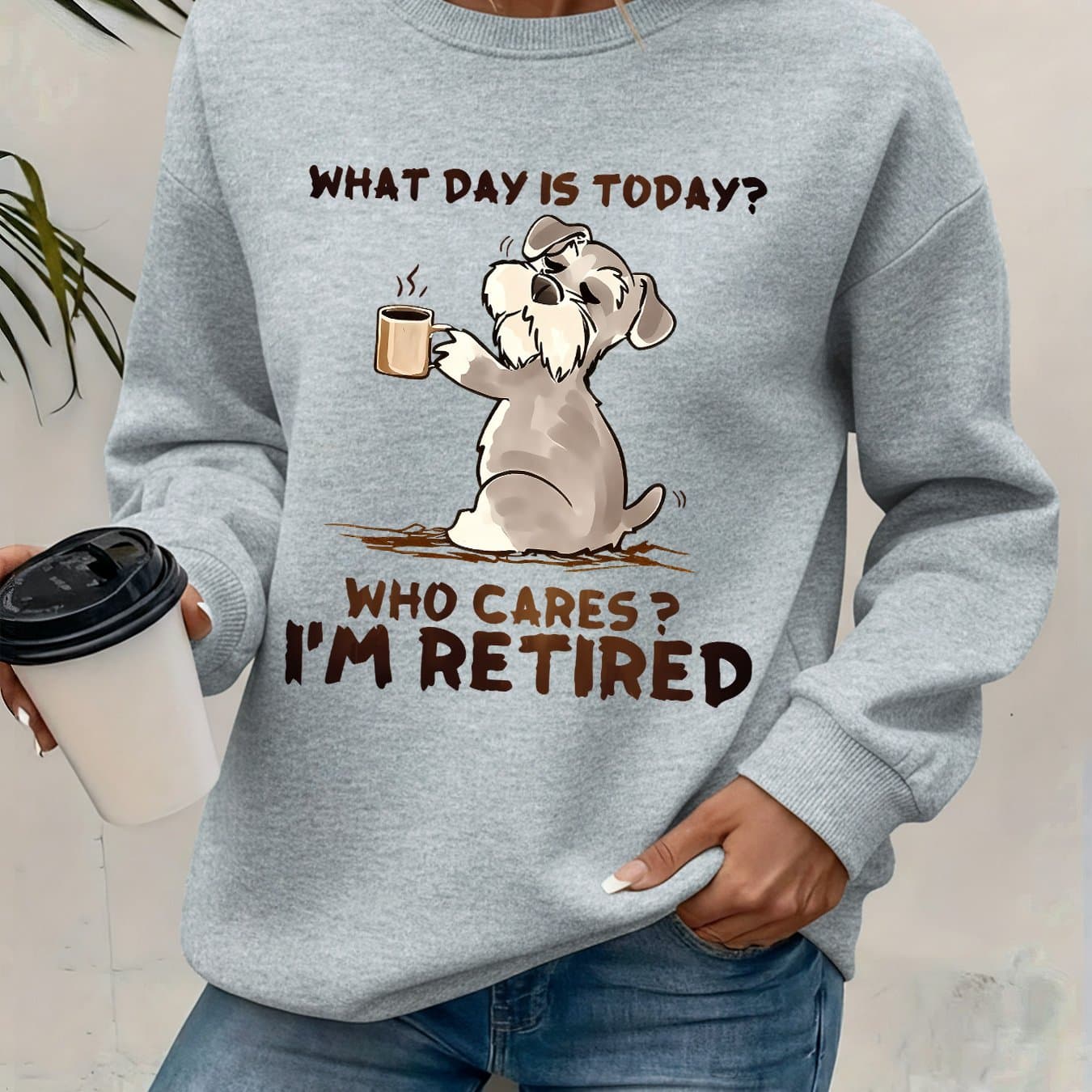 TEMU Women's Stylish Round-neck Sweatshirt, Featuring A Printed Design, Autumn And Winter With Added Fleece thumbnail 2