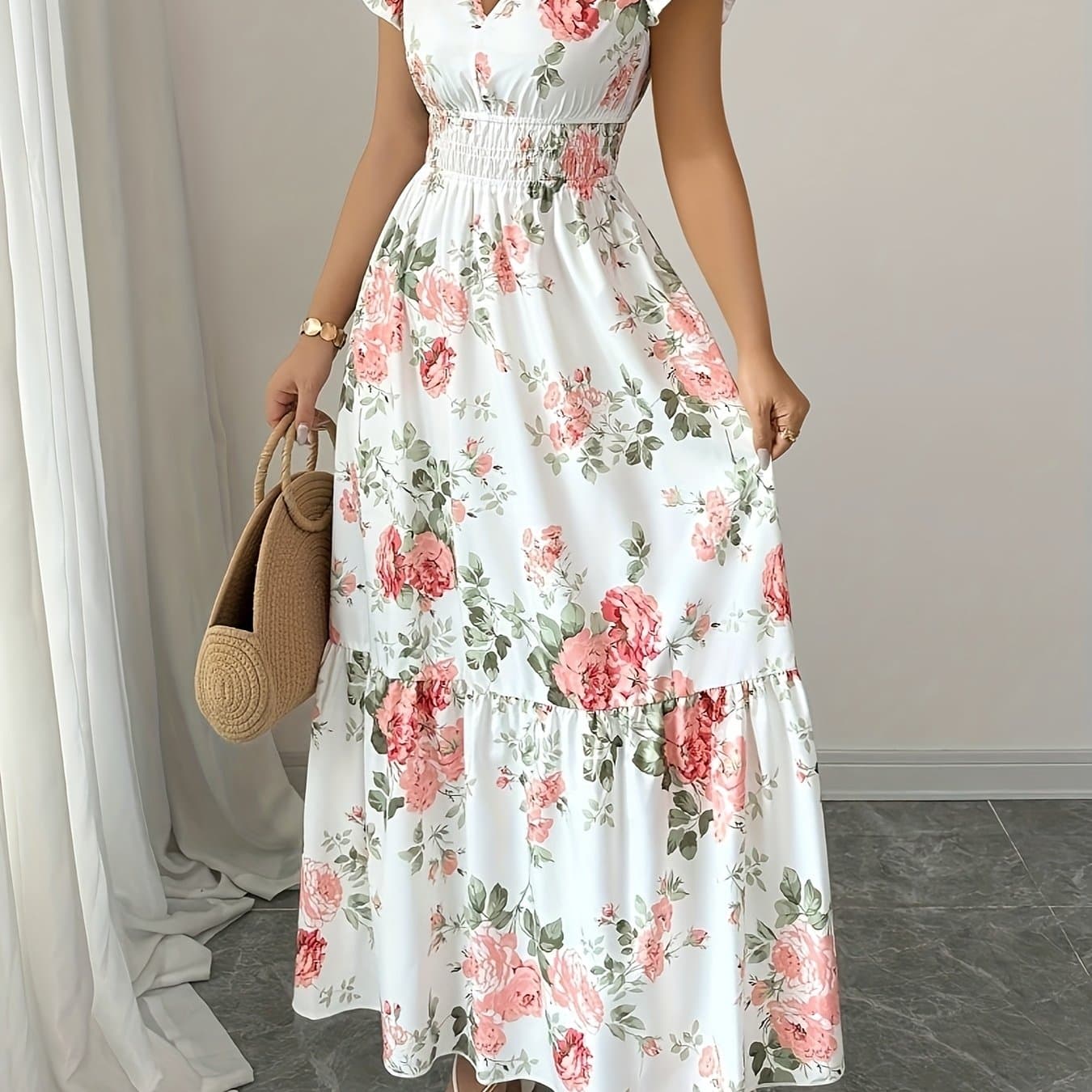 TEMU Women's Print Dress, Simple And Stylish Summer 9001