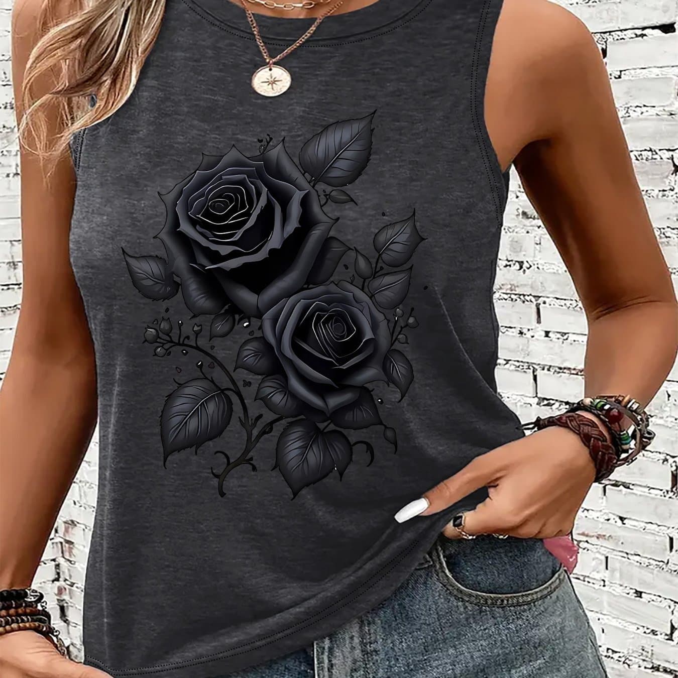 TEMU Graphic Print Tank Top, Sleeveless Casual Top For Summer And Spring, Women's Clothing thumbnail 8