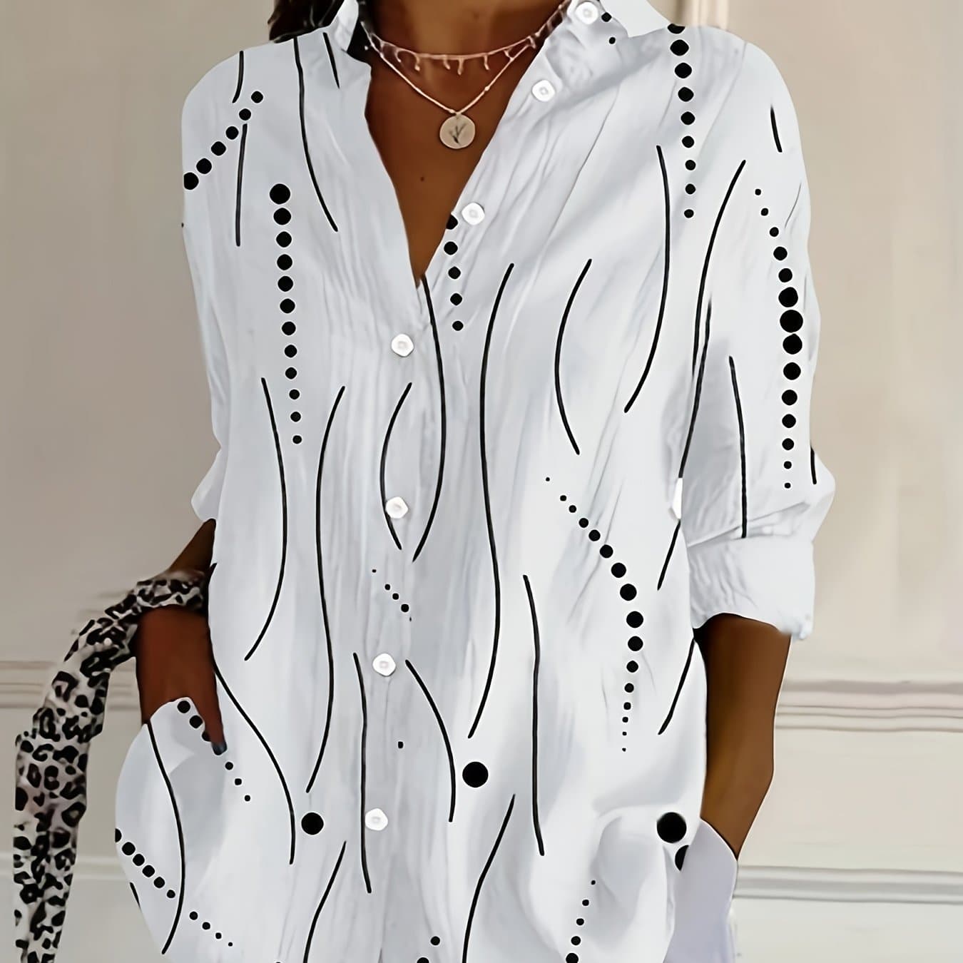 TEMU Plus Size - Plus Size - Size Printed Long Sleeve Casual Shirt