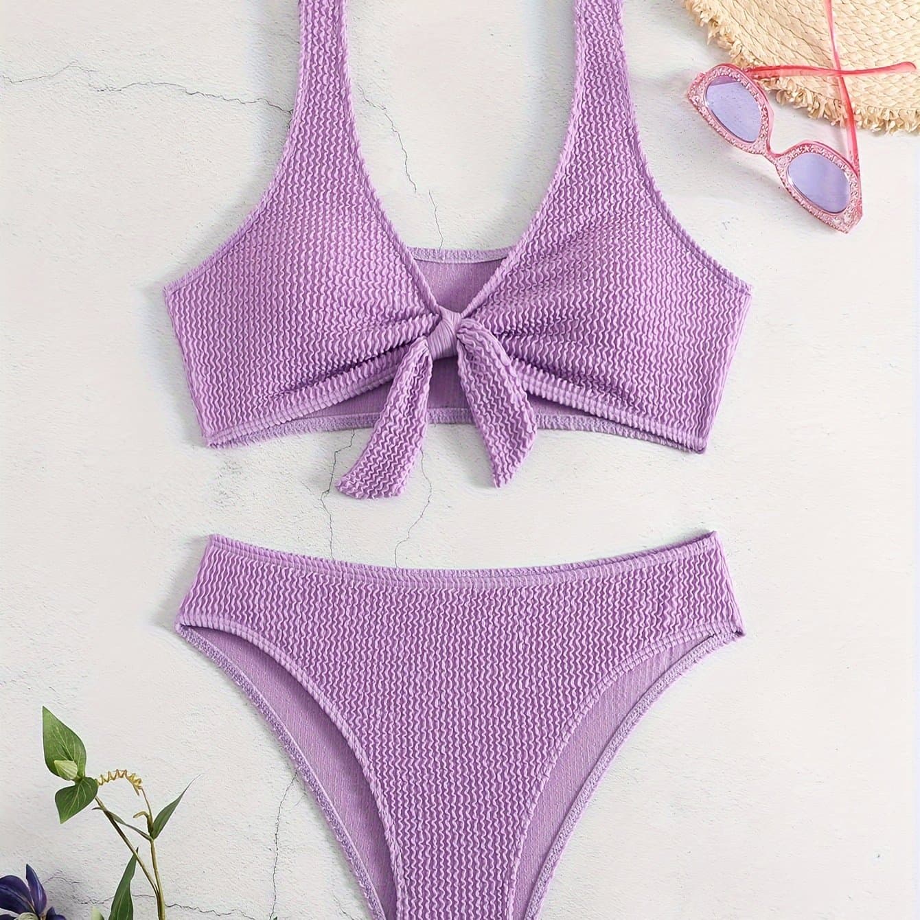 TEMU Two-piece Set Of Fashionable Solid Color Bikinis