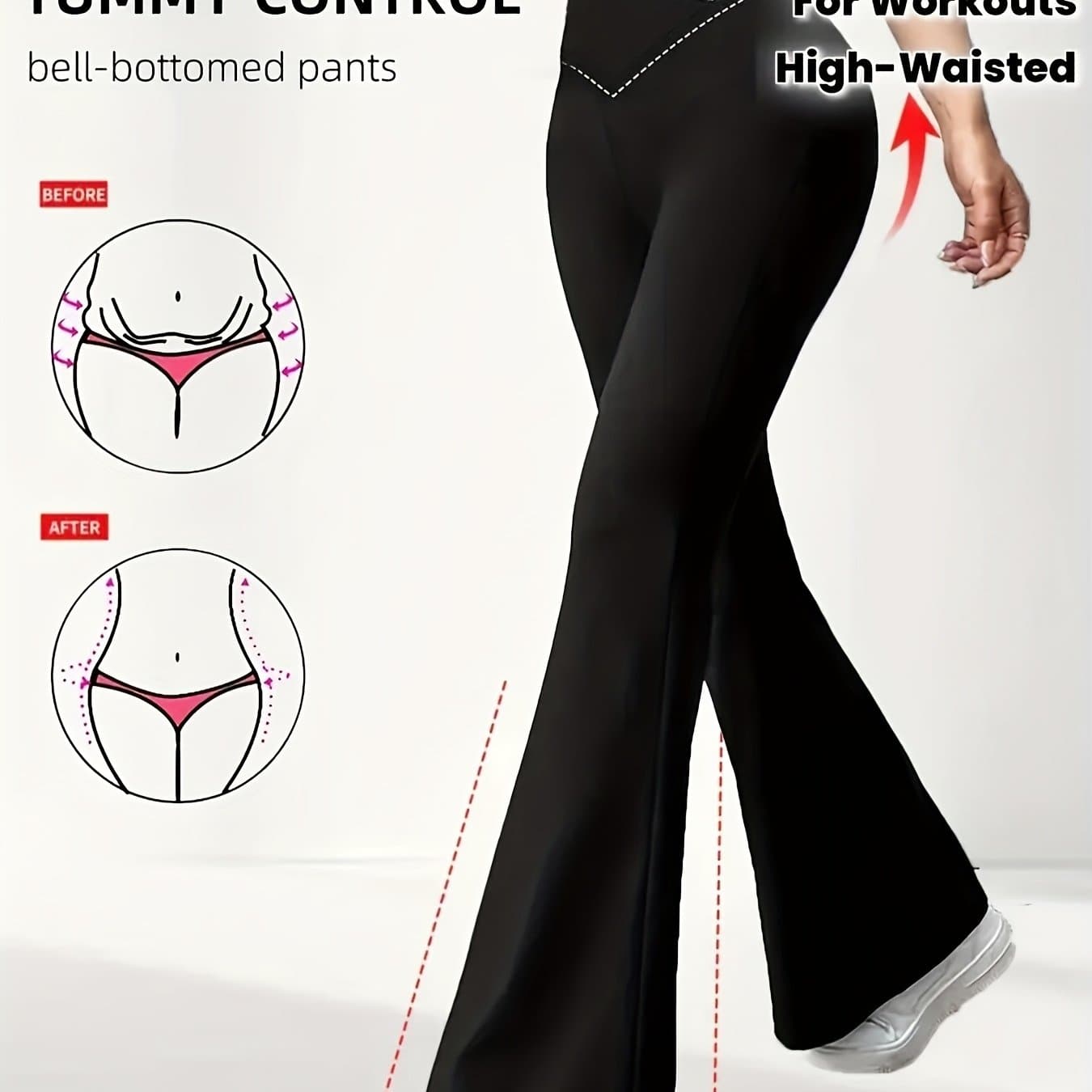 TEMU Women's High-waist Tummy Control Flare Pants - Tummy Control Leggings, Transparent Leak-proof Stretchy S Pants, Bottoms For All Suitable For Daily And Formal Occasions