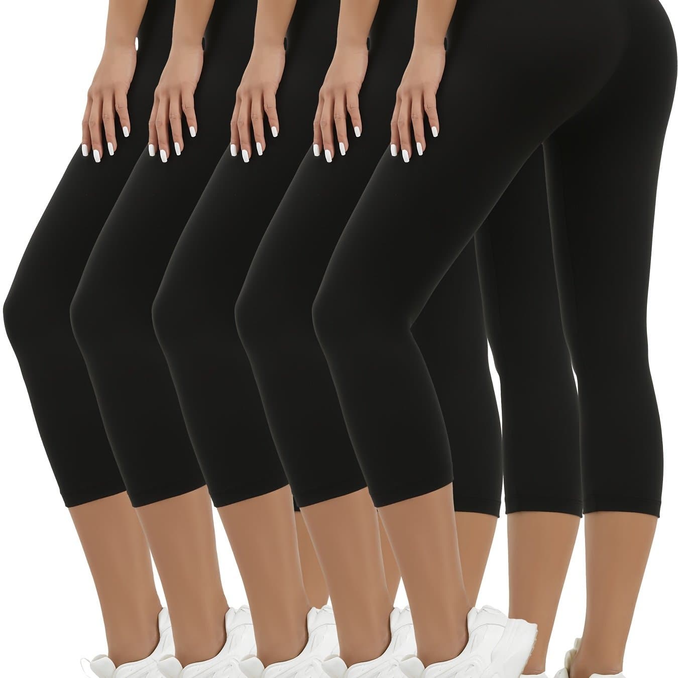 TEMU 5 Pack Super Soft Capri Pants For Women | No See Through, High Stretch, Solid Color, Skinny Style For Sports, Suitable For Spring/summer/fall