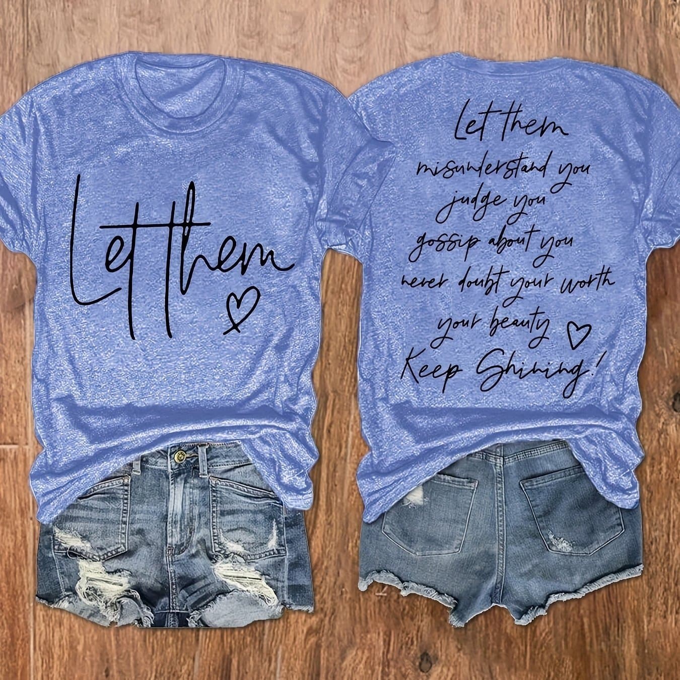 TEMU Lettered Round Neck T-shirt, Casual Women's Short Sleeve Top, Women's Clothing