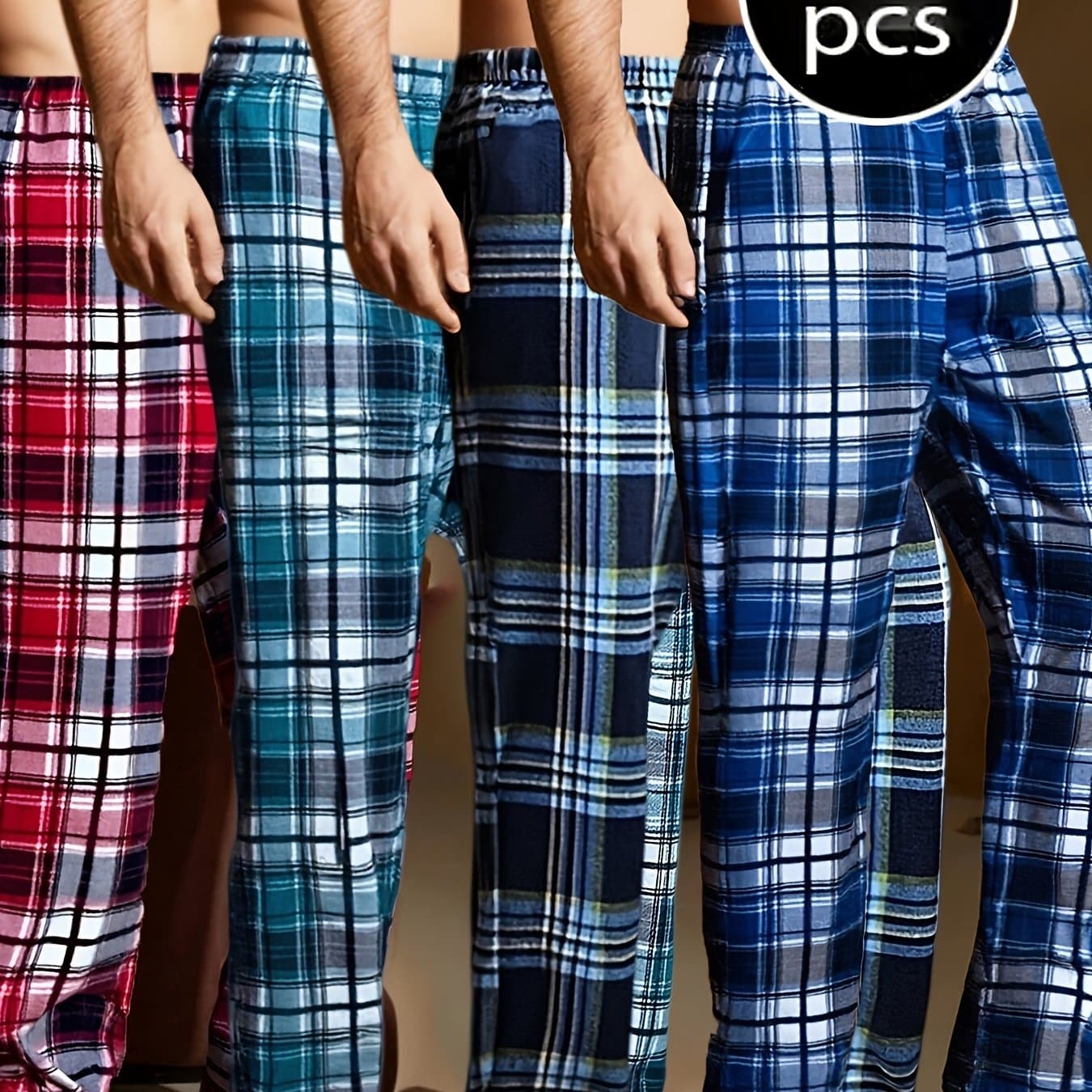 TEMU 4pcs Set Spring Summer Men's New 4 Pair Pants Pajama Pants Men's Spring And Autumn Loose 4pcs Combination Bag Casual Pants Pocket On