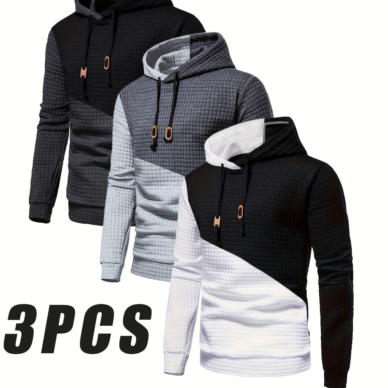 TEMU 3pcs Color Block Sports Hoodie Versatile Hoodie Street Casual Hoodie