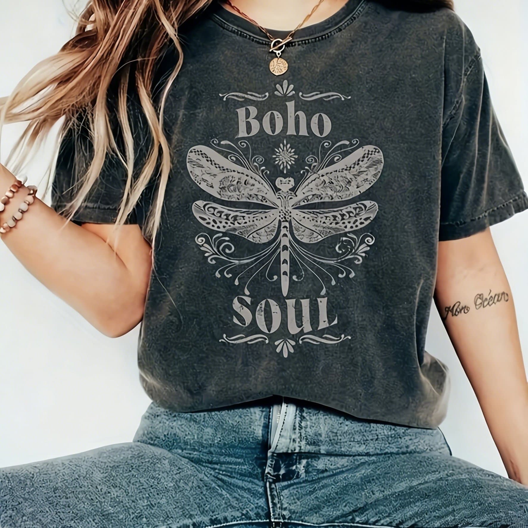 TEMU Casual Summer Short-sleeve Top For Women Featuring A Pattern Print And A Round Neck