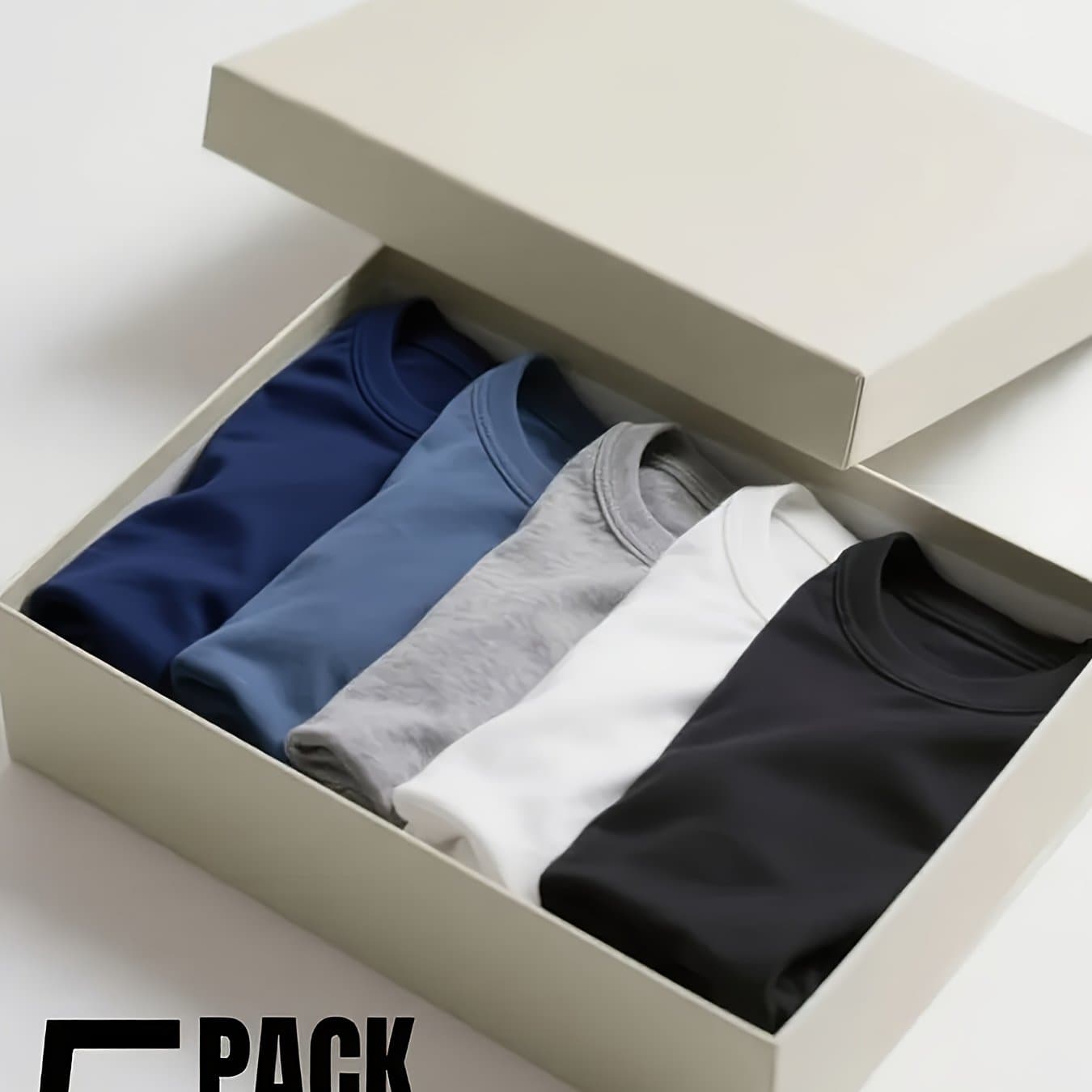 TEMU 5pcs Of Men's Essential Long Sleeve Cotton T-shirt, Round Neck Cotton T-shirt, Good For Work, , Daily , Holiday Gifts