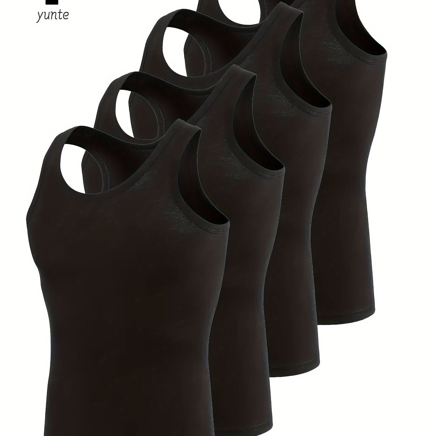 TEMU 4pcs Set Of Men's Vests, Fashionable Breathable Comfortable Quick-dry Athletic Fitness Vests, Casual Solid-colored Tops, Men's Summer Clothing, Men's Tank Top