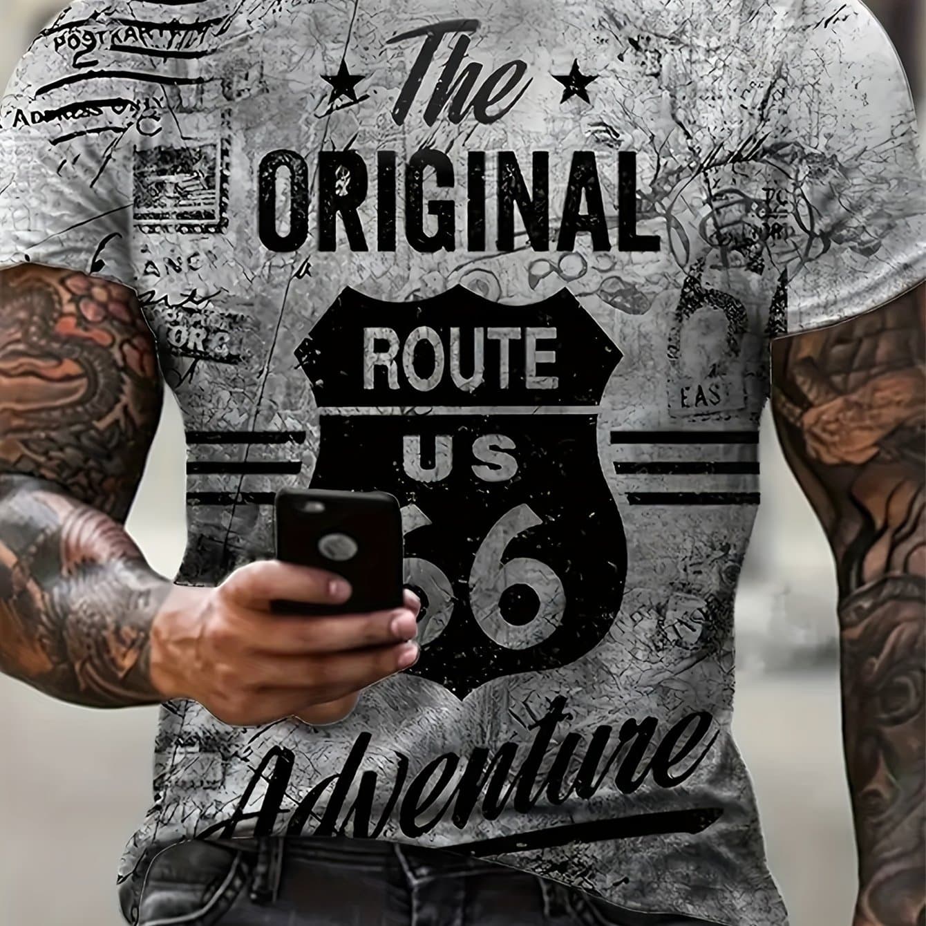 TEMU A Big Men's Retro Badge Design T-shirt Is Perfect For Summer; A Stylish Casual Short-sleeve Shirt Ideal For Outdoor Activities And Sports