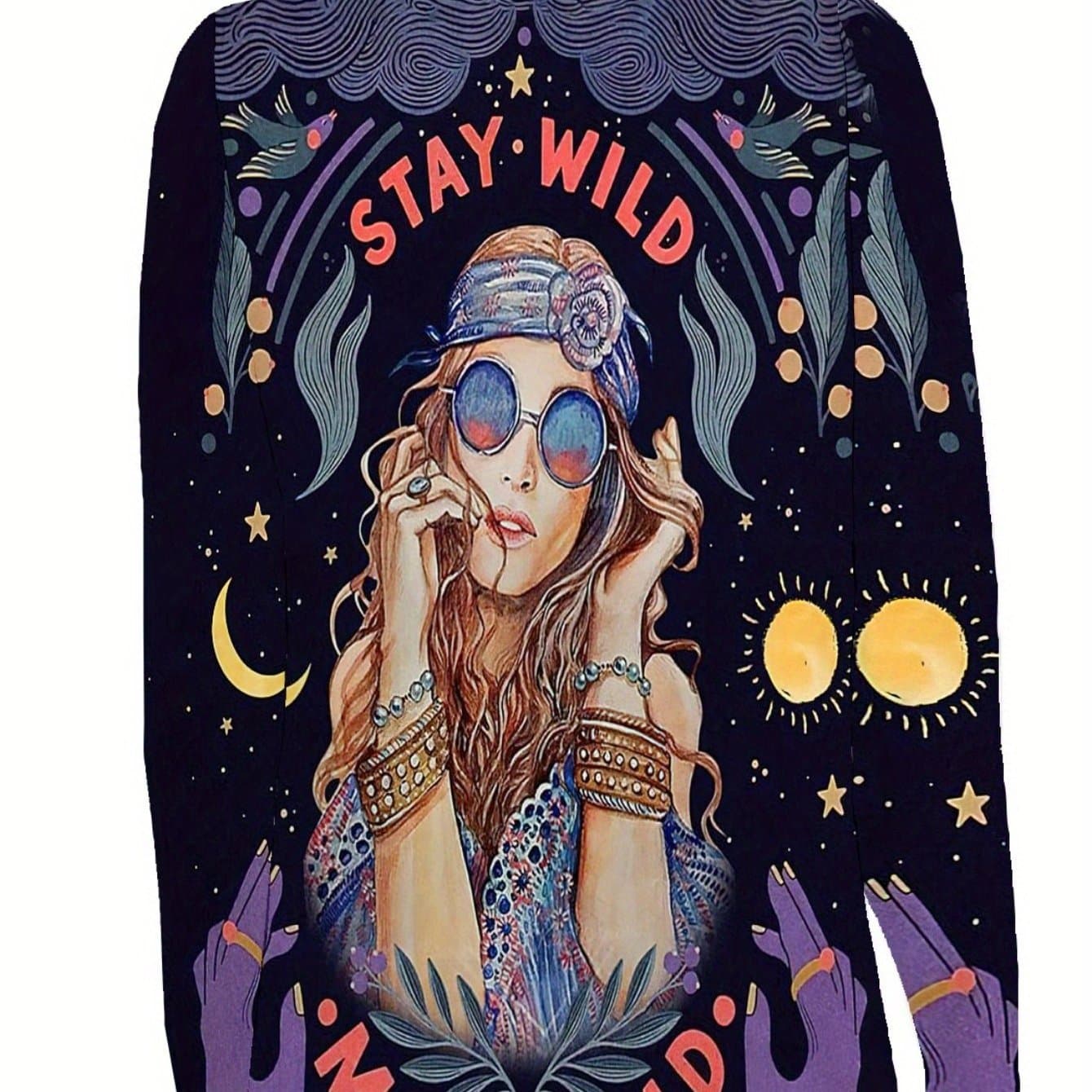 TEMU 3d Printingwomen's Ombre Slogan Print Long Sleeve Casual T-shirt - Soft Medium Stretch Fabric, Round Neck, Relaxed Fit, Comfortable Wear - Daily Life, Work, Or Leisure Activities
