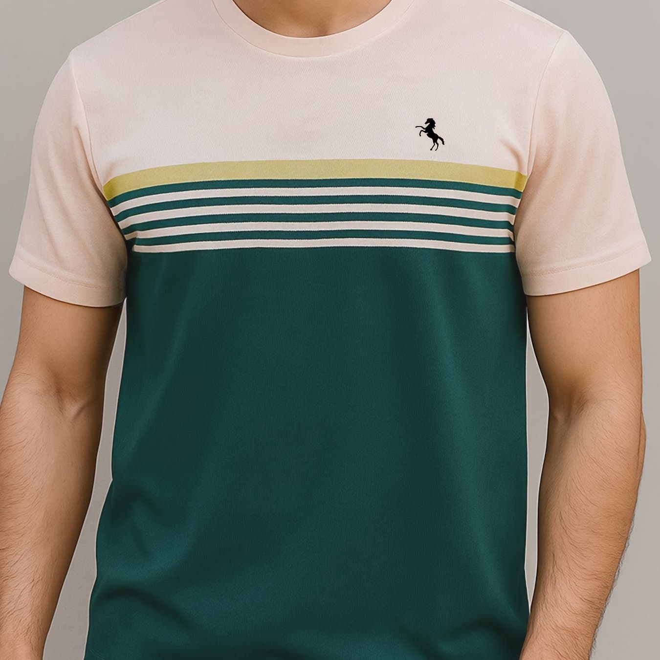 TEMU Mark Of Success Digital Printed T-shirt, Men's Round Neck Short Sleeve Tee, Comfortable Elastic Fabric Machine Washable, For Summer, Men's Ideal Gift