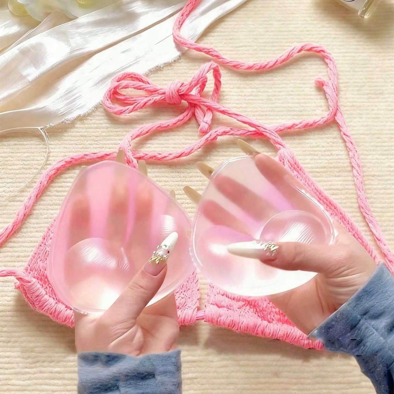 TEMU 2pcs Silicone Padded Breast Support Pads, Invisible Removable Padded High Quality Bra Inserts, Suitable For Swimwear, Bikini Tops, S Bras, An Valentine's Day Gift