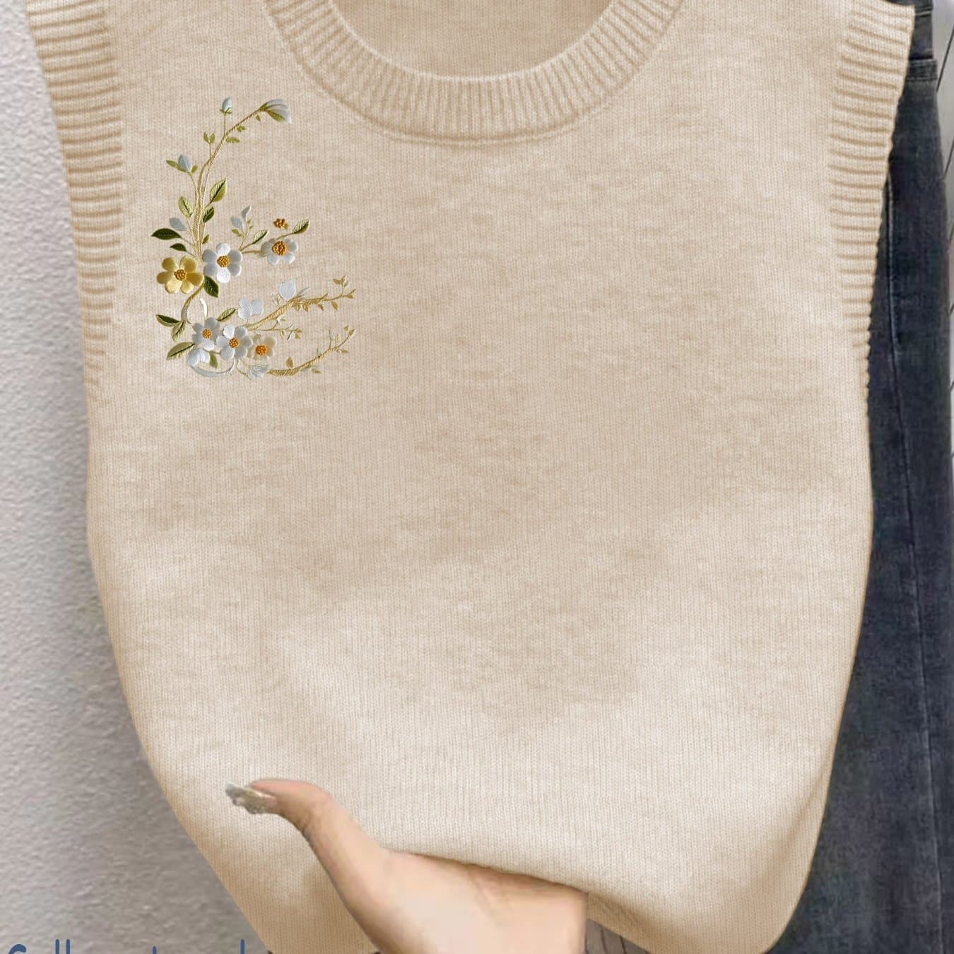 TEMU New Women's Casual Sweater, Loose Round Neck Vest Sweater, Fashion Knitwear, Textured Design, Durable Fabric, Comfortable Soft Stretch Fabric, Trendy Style, Selling Vest Sweaters