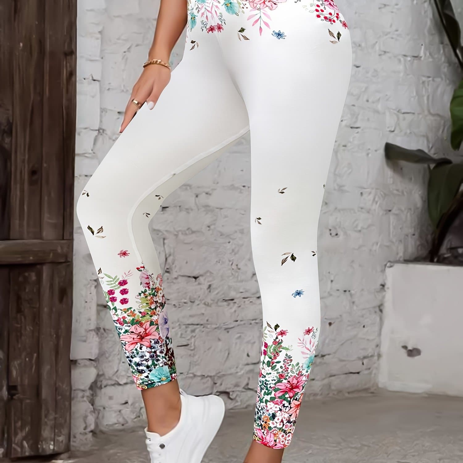 TEMU Women's Casual Floral Tight Leggings