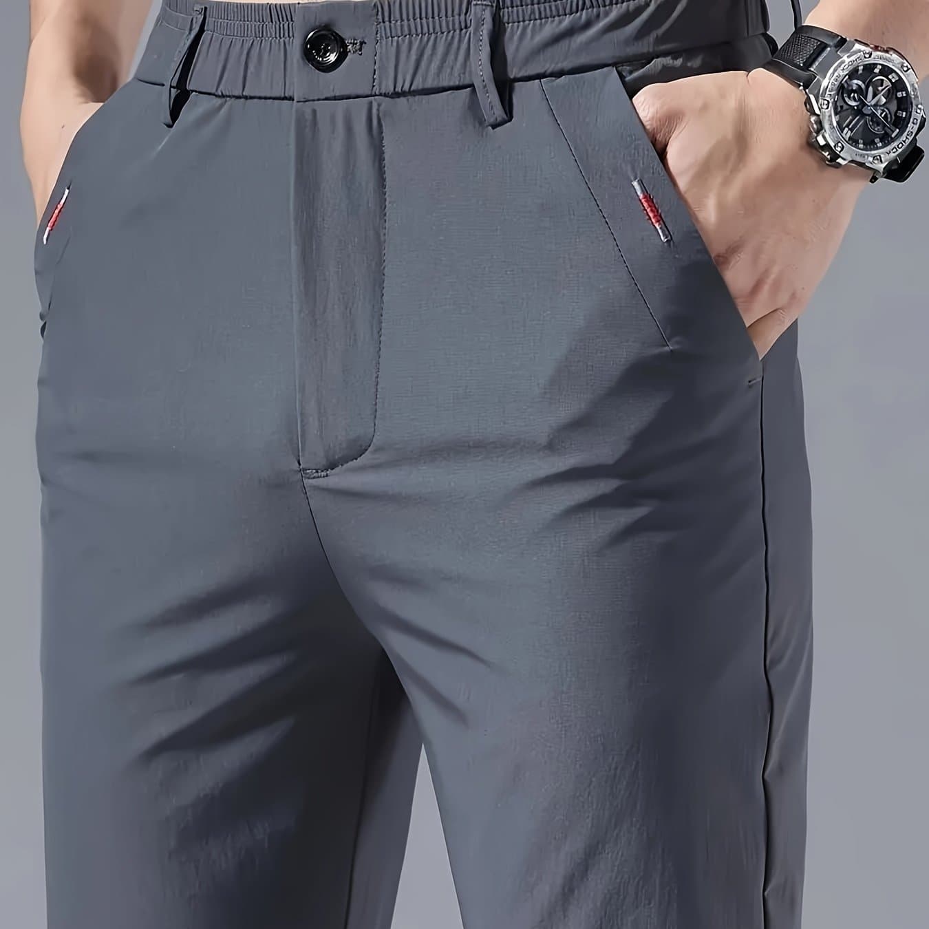 TEMU Men' Color Long Pants For Spring, Summer And Autumn, With Pocket Embroidery, Casual, Breathable, Slim-fitting Long Pants, Suitable For Outdoor Activities, Daily Leisure , Quick-drying Pants