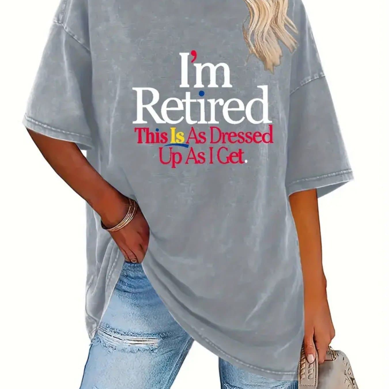 TEMU Pattern Print Women's Retro T-shirt Thick, Round Neck Short Sleeve, Retro Street Style, Machine Washable, Spring Summer Casual Wear, Loose Fit T-shirt