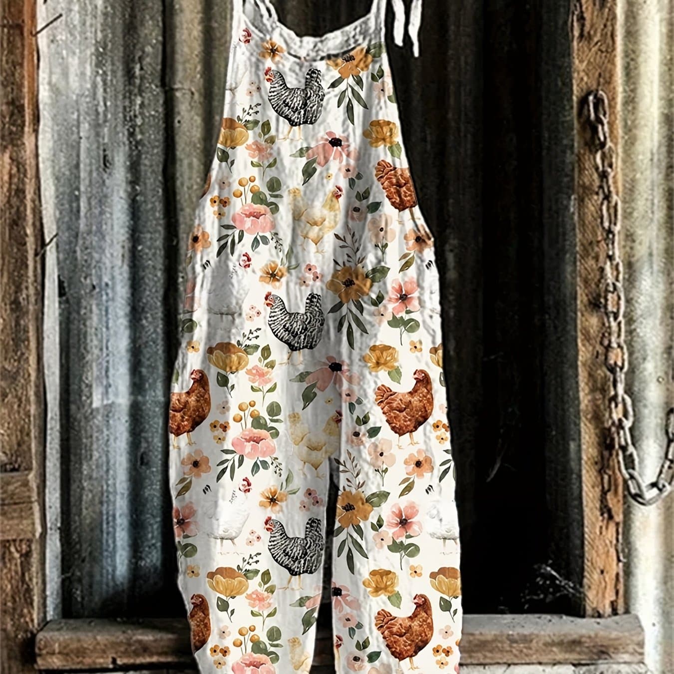 TEMU Women's Spring/summer New Animal Floral Print Loose Casual Overalls, Women