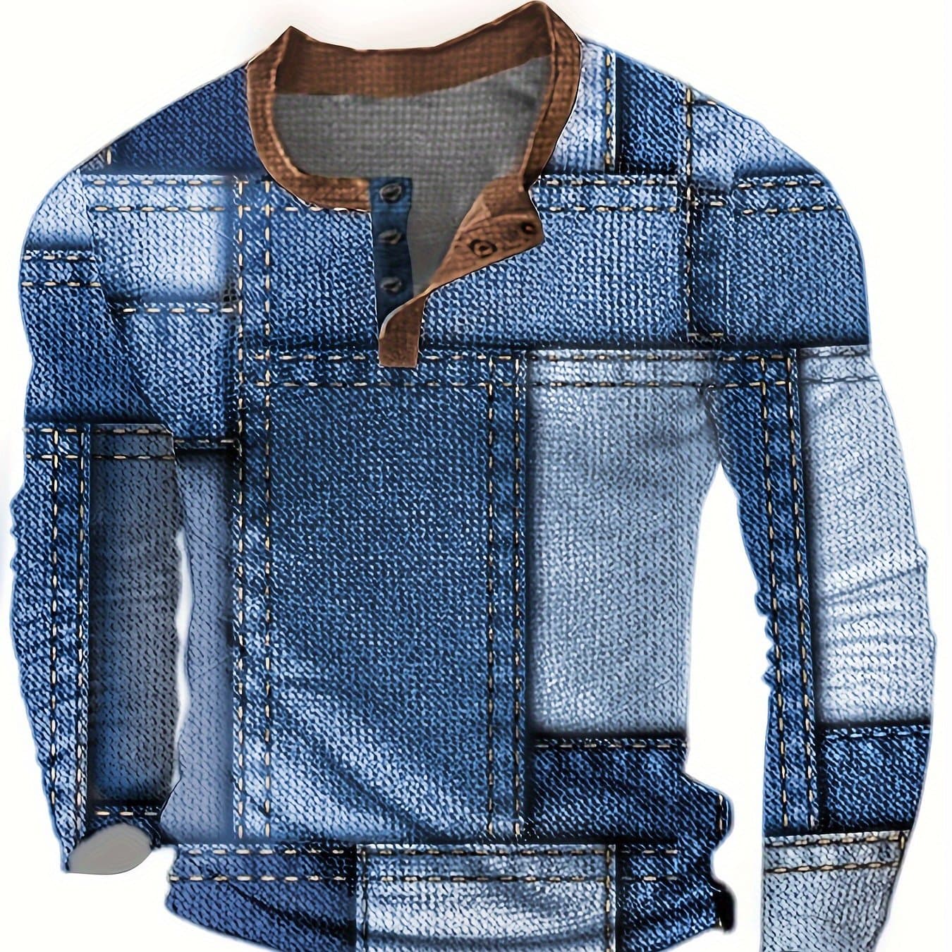 TEMU Men's 3d Waffle Outdoor Casual Henley Shirt
