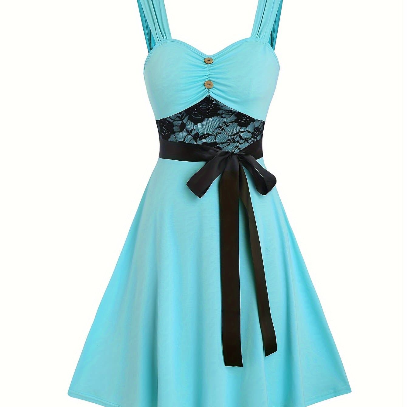 TEMU Dress With Belt, Floral Lace, And Coconut Button