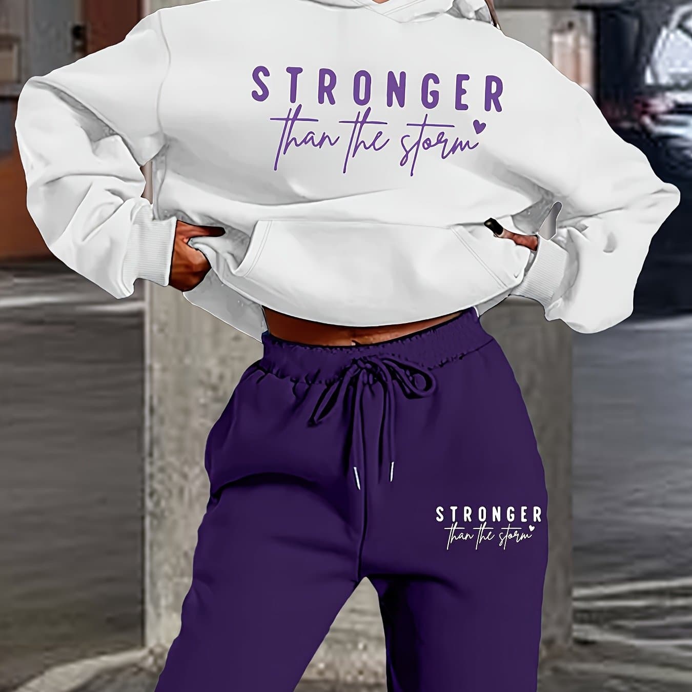 TEMU Summer Women's Sports Hoodie Set, Women' Hoodie And Sweatpants Set - Fashionable Spring And Summer Two-piece Set, And Fashionable