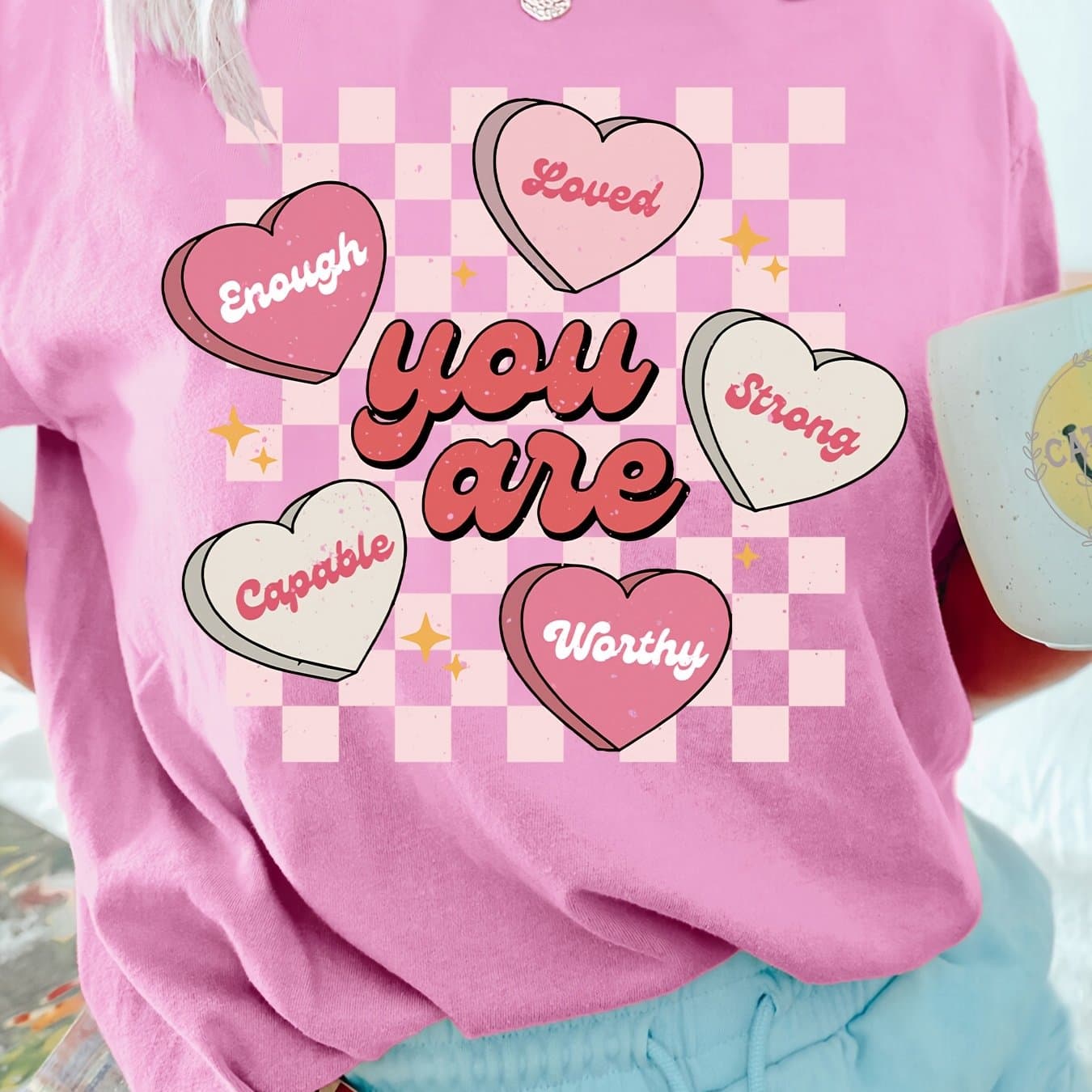 TEMU Women's T-shirt Creative Heart Print Couple Gift