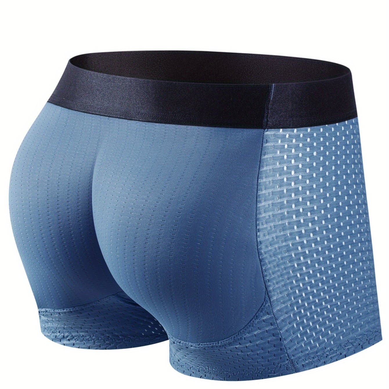 TEMU 1pc Jockmail Hip Padded Boxer Briefs Hip Lifting Men's Underwear Fashion Fake Shaping Trunks Breathable Mesh Underpants