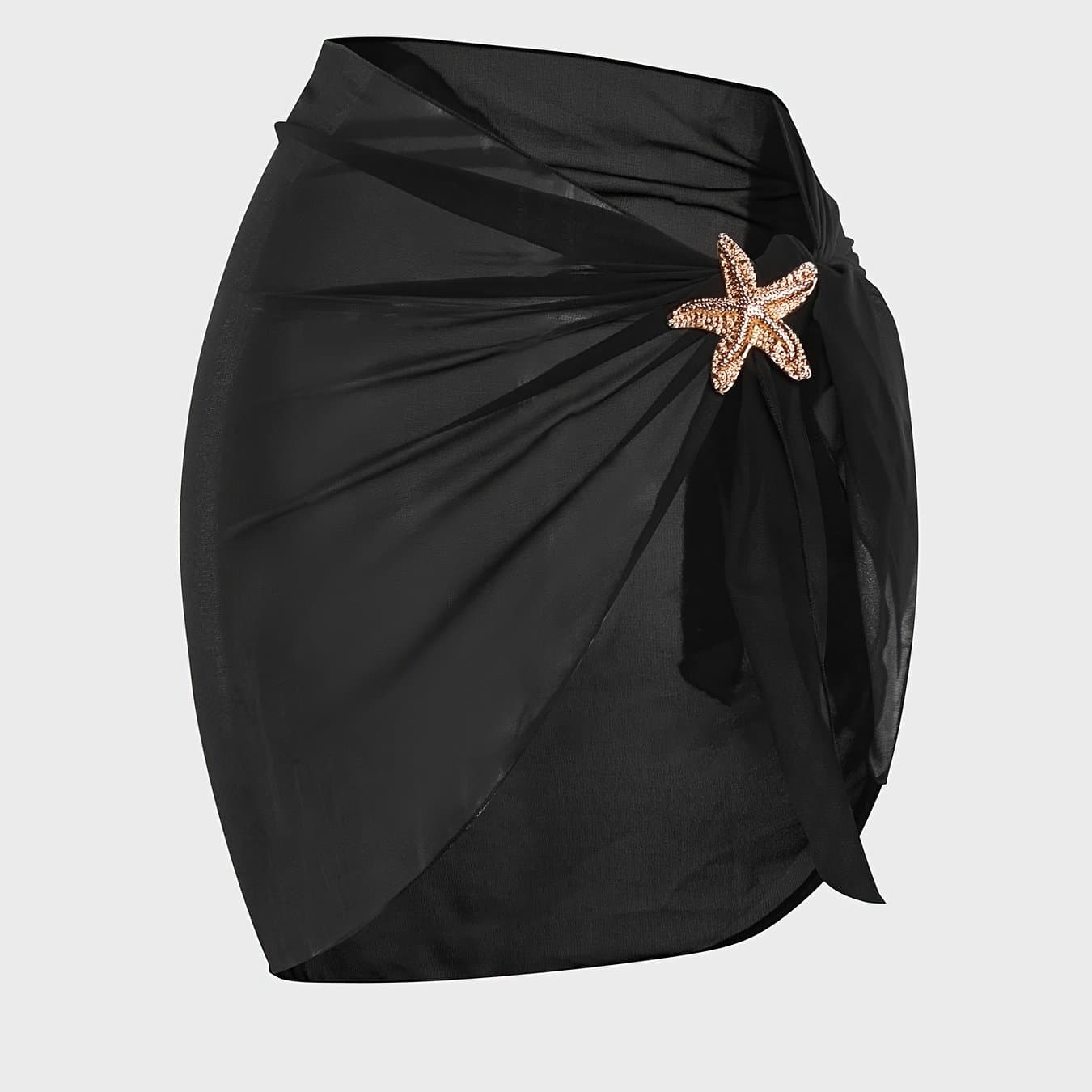 TEMU Women's Beach Vacation One-piece Wrap Skirt With Starfish Decoration And Tie