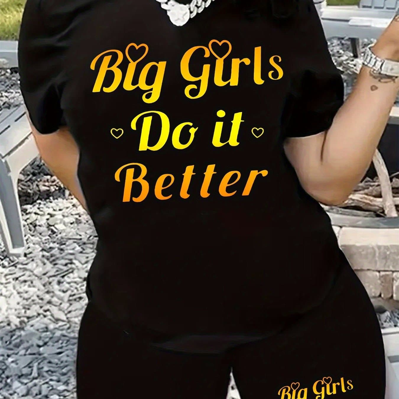 TEMU Plus Size - Plus Size - A Set Of 2 Pieces Featuring A Stylish Short-sleeve T-shirt And Casual Shorts For Women, Spring And Summer Season In Larger Sizes