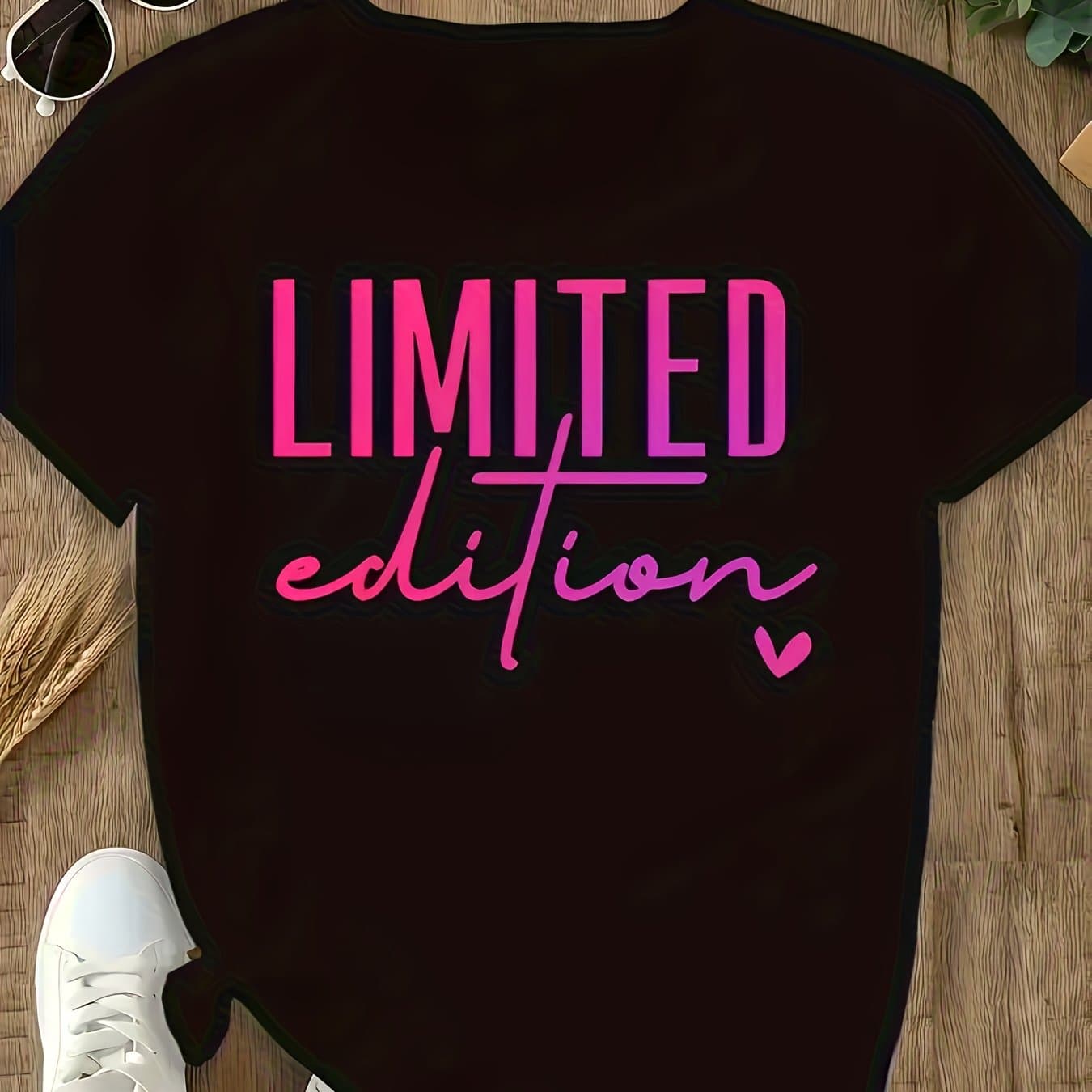 TEMU Edition Letter Slogan Print T-shirt - Casual Round Neck Short Sleeve, Machine Washable