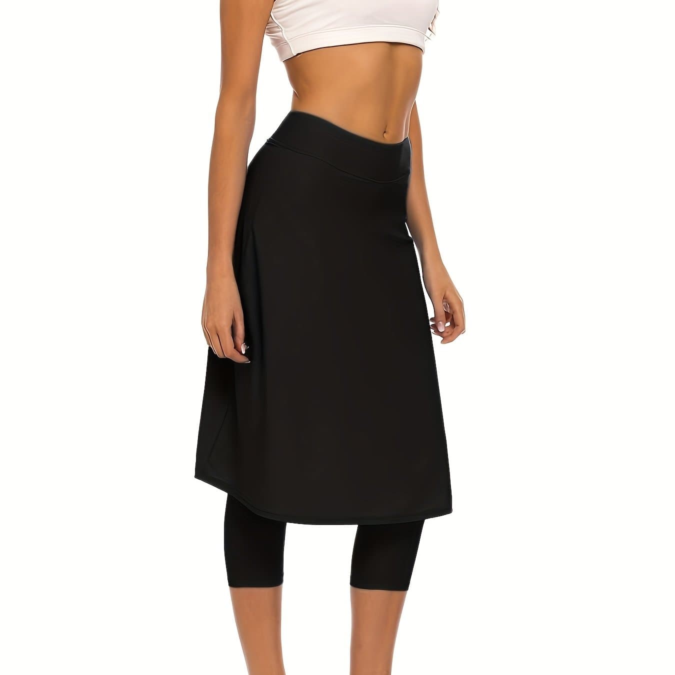 TEMU Long Swim Skirt With Attached Leggings Modest Sports Skirt For Women