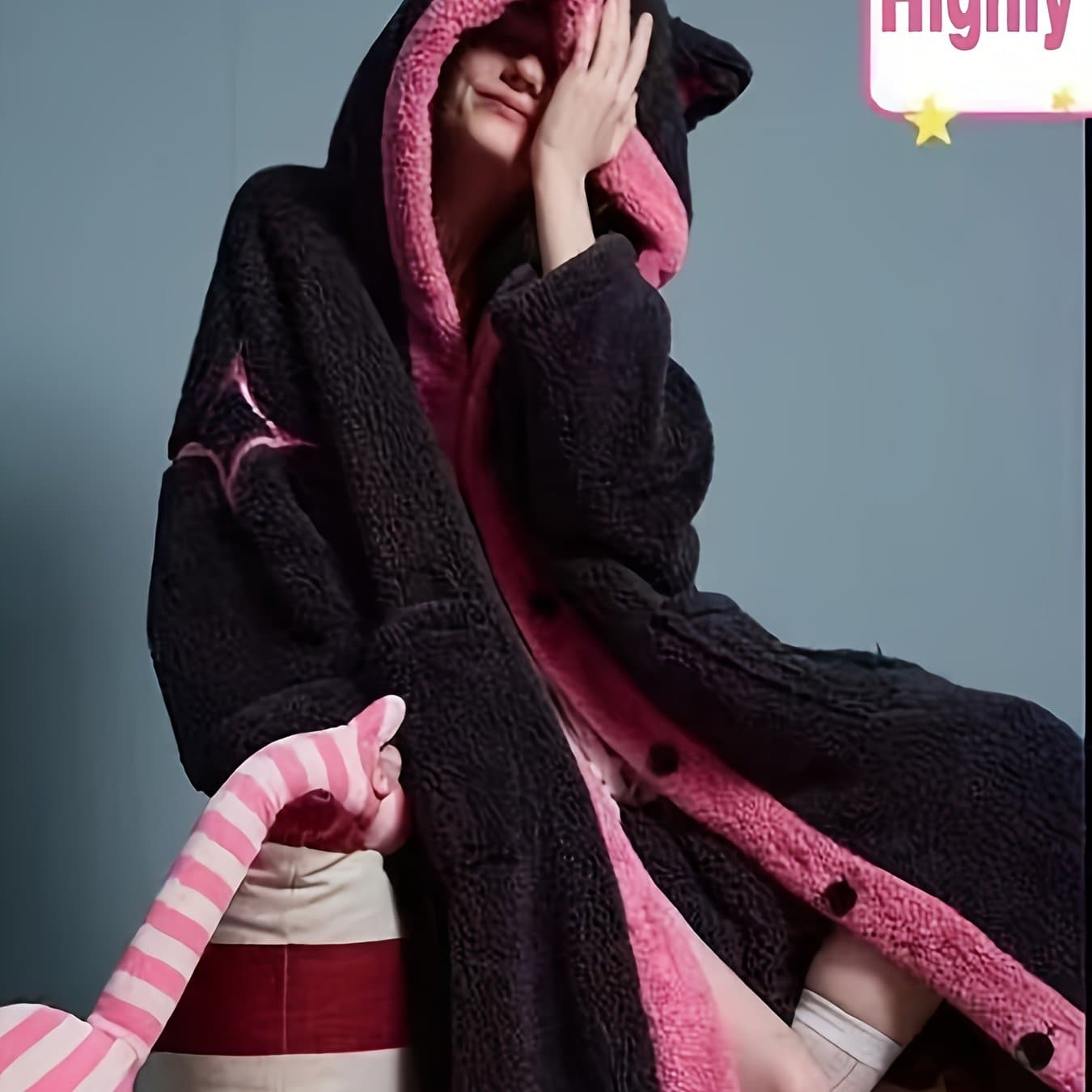 TEMU Cute, Hooded Coral Fleece Nightgown, Women's Autumn And Winter Warm Sleepwear, Home Clothes