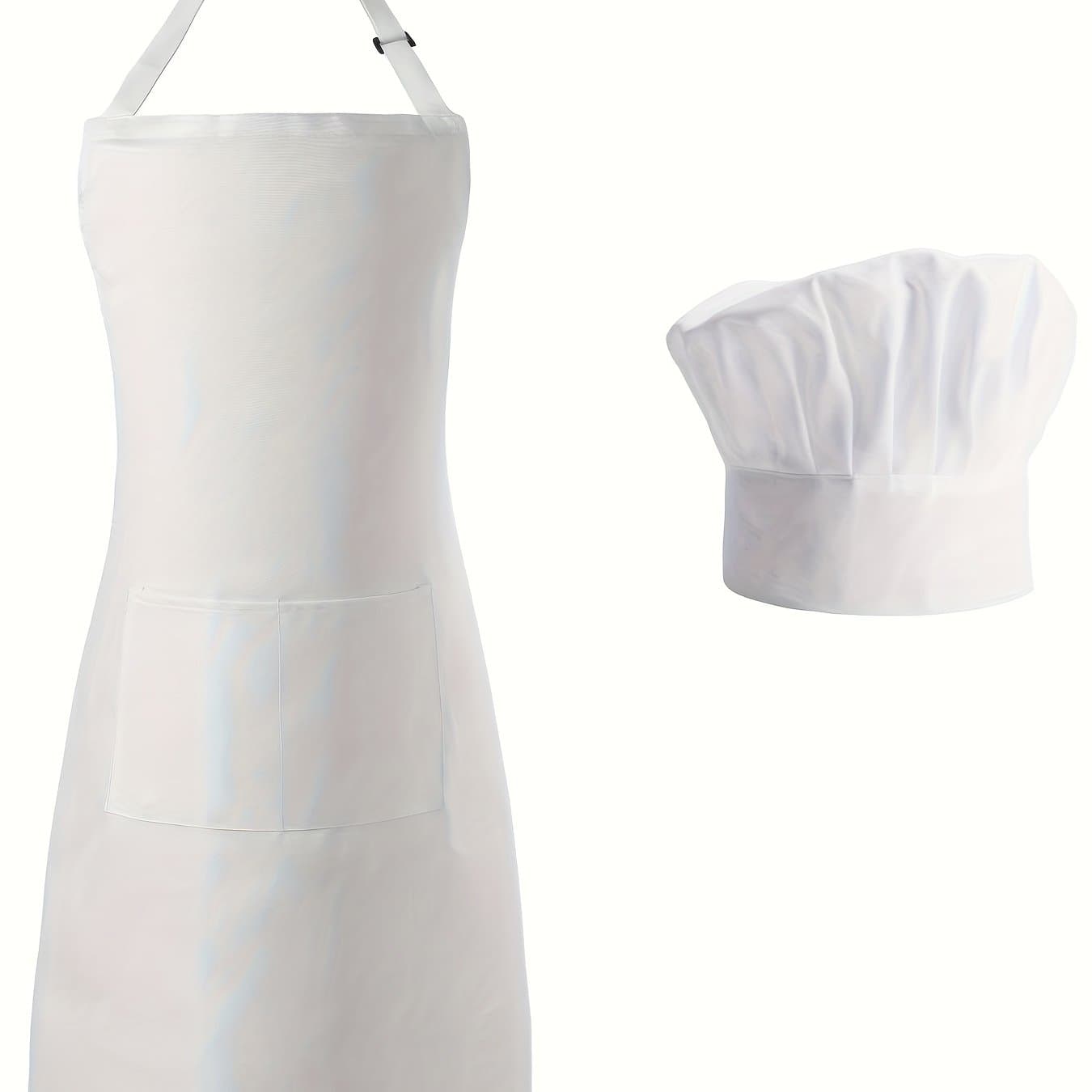TEMU Two-piece Set Featuring A Chef's Apron And Hat, Designed For Professionals With A Pocket And Adjustable Neck Strap, Perfect For Cooking, Baking, And Bbq In Restaurants