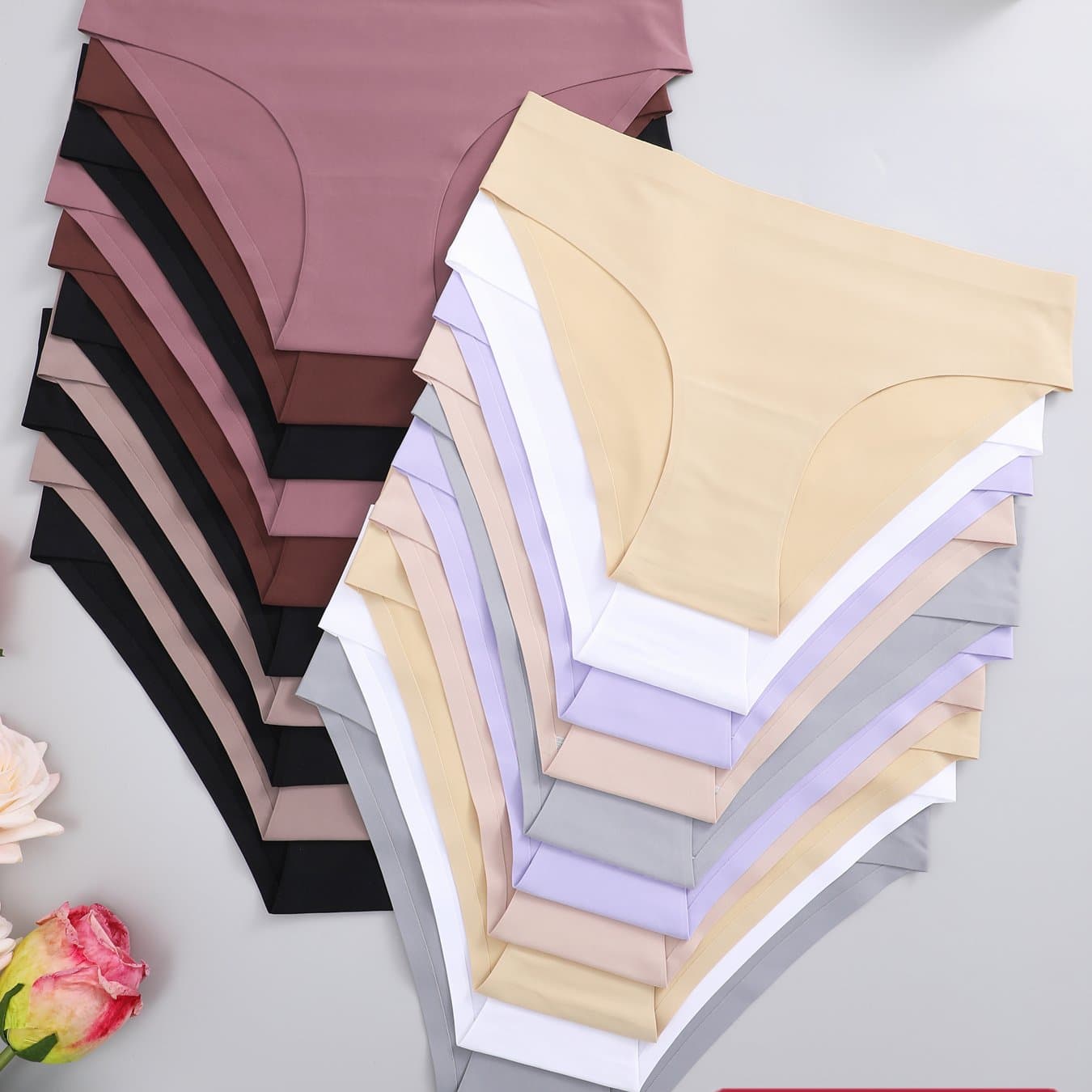 TEMU 20pcs Women Seamless Traceless Panties Solid Color Underwear Soft And Comfortable Lingerie