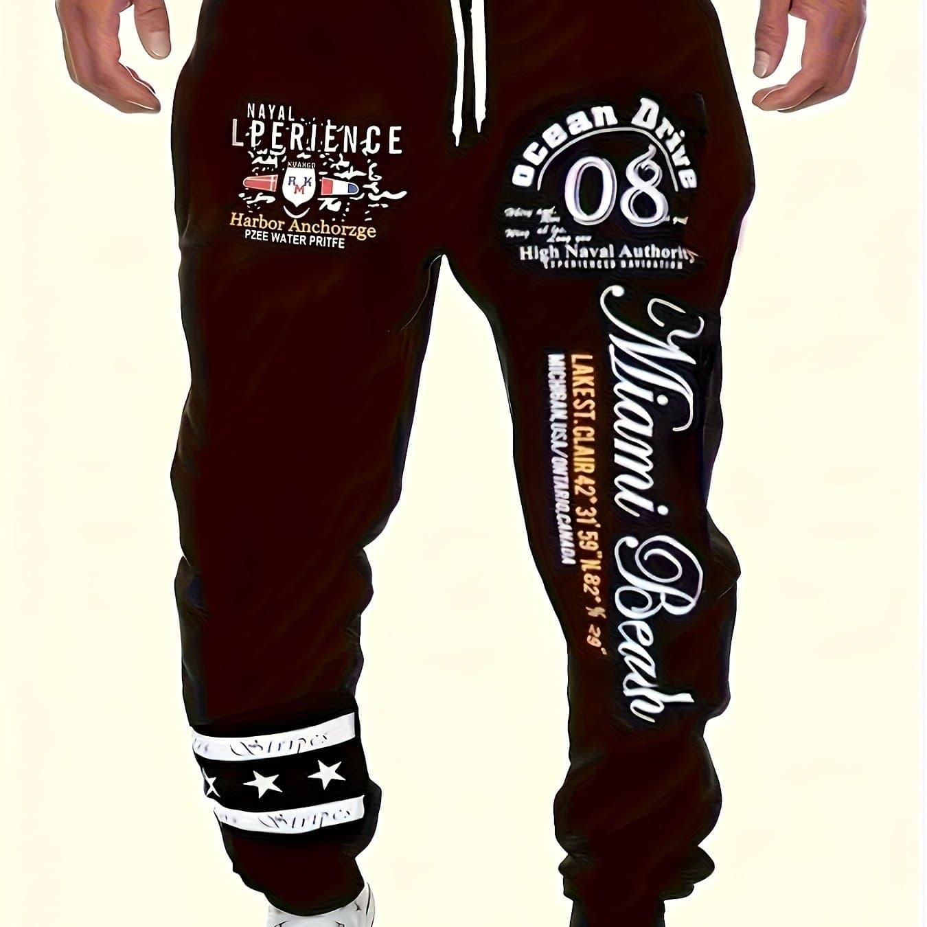 TEMU Men's Streetwear Casual Pants - Elastic Drawstring Waist Sweatpants, Urban Pants For Everyday & Formal Outfits - Machine Washable Loose Fit Trousers