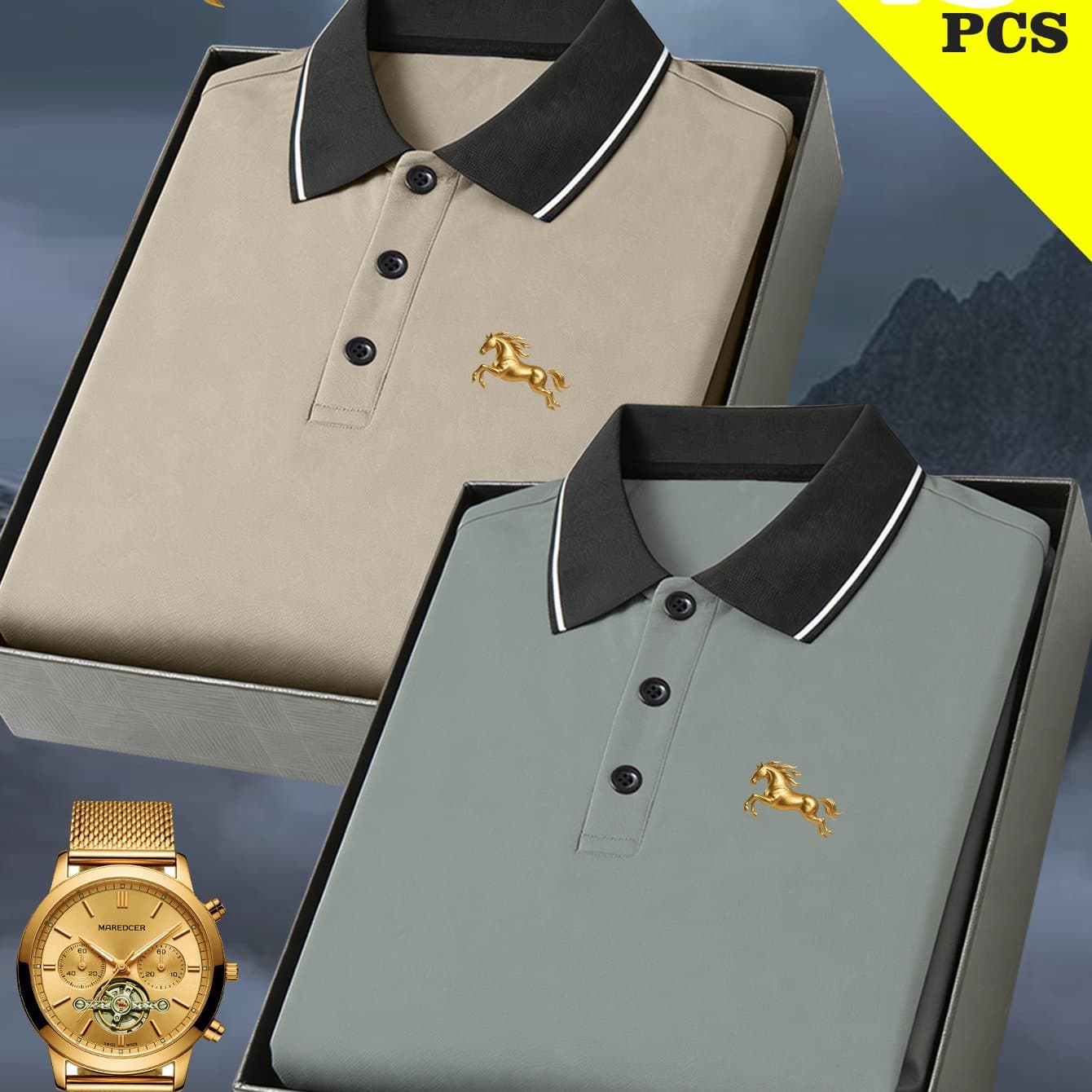 TEMU 's 2pcs Short Sleeve Shirts, Golden Running Horse Print, Stylish Casual Quick-dry Breathable, Suitable For Business, Sports, And Home, Quality And Easy To Care