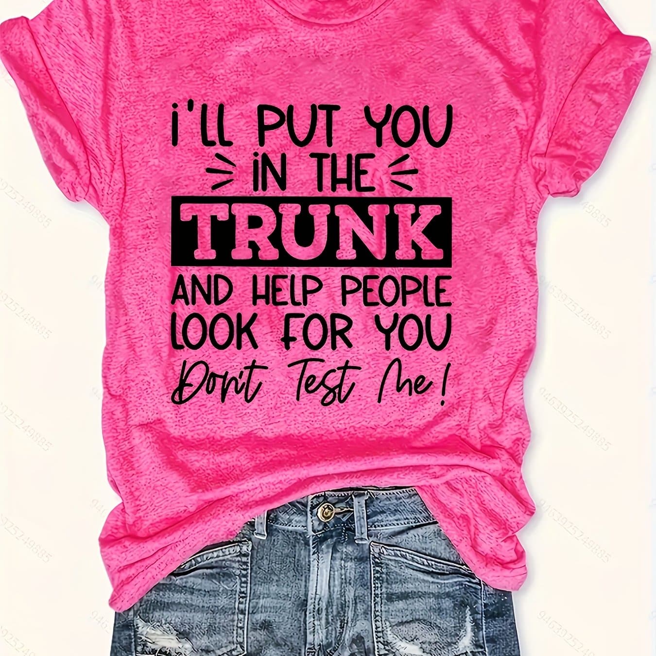 TEMU Plus Size Women's Funny Slogan Crew Neck T-shirt - " Put You In " Humorous Print, Stretchy Casual Short Sleeve Tee, Machine Washable White Top For Casual Attire, Ladies T Shirts